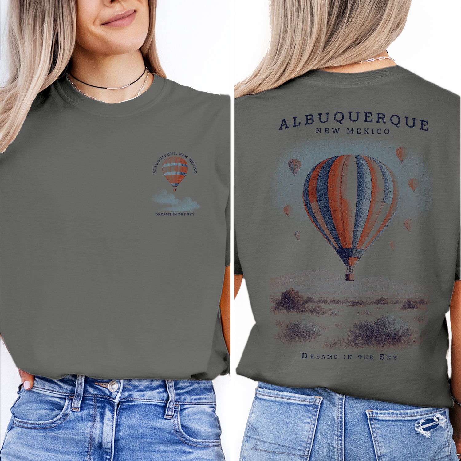Albuquerque New Mexico Hot Air Balloon Shirt – Vintage Travel Tee, Dreams in the Sky, Souvenir Gift for Balloon Lovers