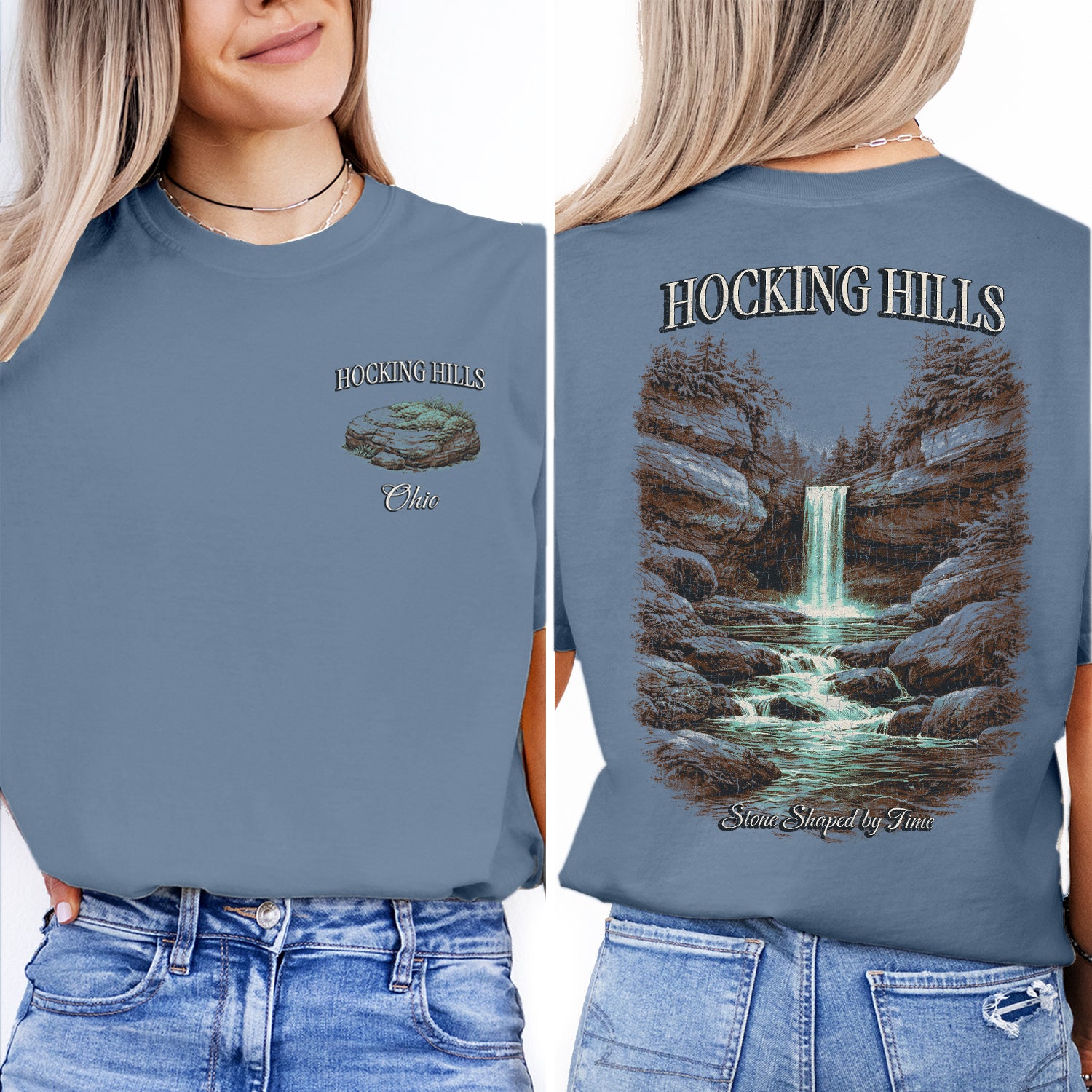 Hocking Hills Ohio Waterfall T-Shirt, Vintage Nature Hiking Tee, Hocking Hills State Park Shirt, Ohio Travel Souvenir