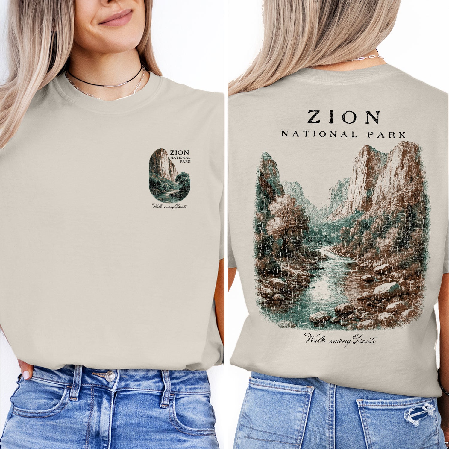 Zion National Park T-Shirt Vintage Utah Landscape Tee | Zion Canyon Travel Souvenir Shirt | Retro Nature Graphic Walk Among Giants