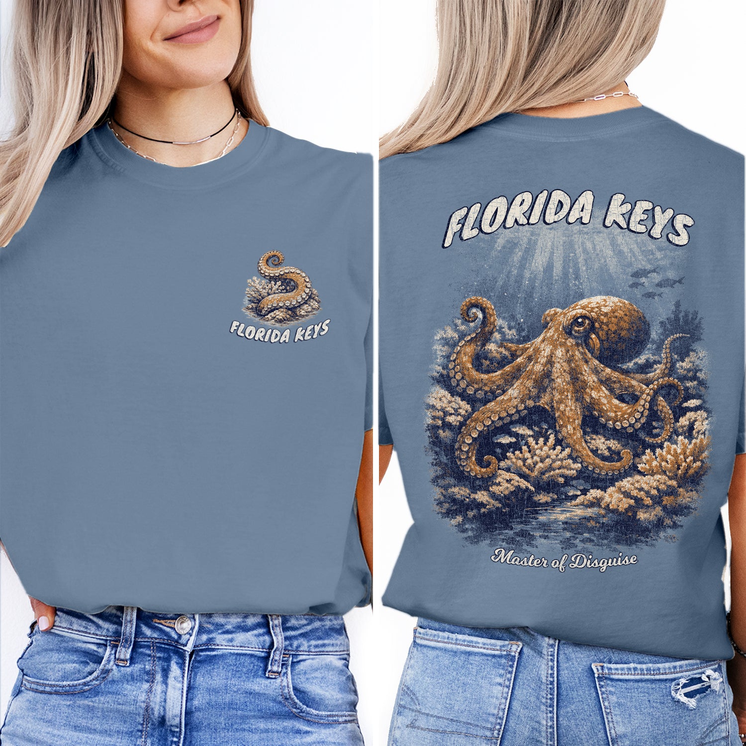 Florida Keys Octopus T-Shirt, Vintage Marine Life Tee, Coastal Ocean Graphic Shirt, Beach Vacation Souvenir Tee