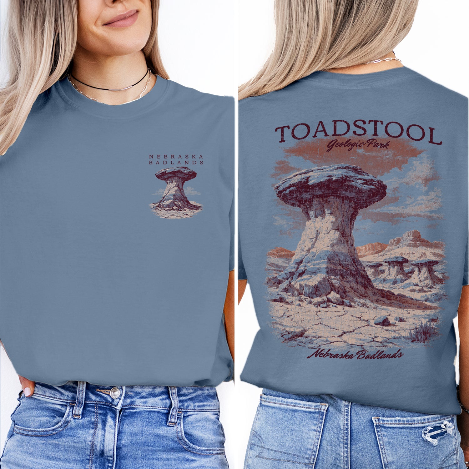 Toadstool Geologic Park Nebraska T-Shirt, Badlands Rock Formation Tee, Vintage Desert Landscape Shirt, Nebraska Travel Souvenir