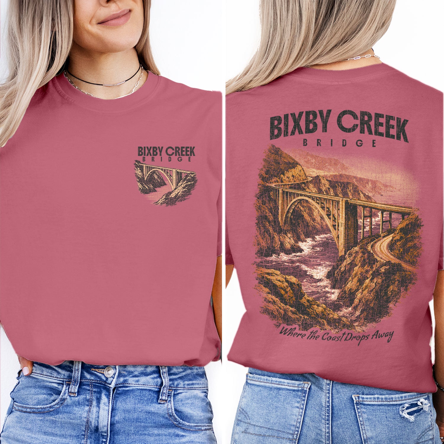 Bixby Creek Bridge Shirt, Big Sur California Tee, Coastal Landscape T-Shirt, Vintage Travel Graphic, Scenic Ocean Cliff Road Trip Tee