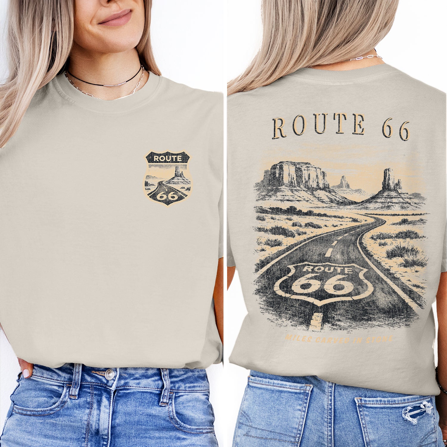 Route 66 Desert Landscape Shirt, Vintage Road Trip Tee, Americana Highway T-Shirt, Scenic Desert Graphic, Retro Travel Tee