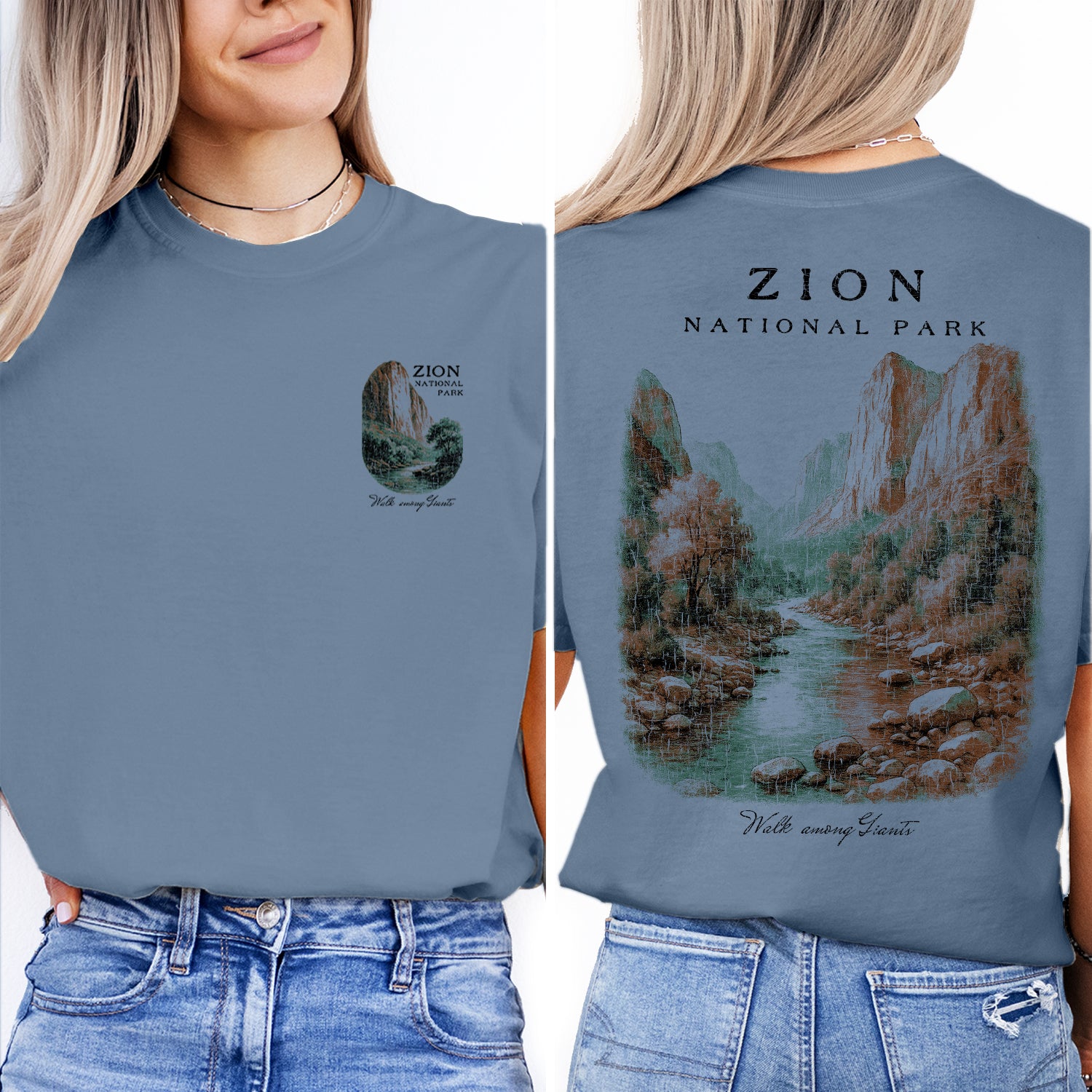 Zion National Park T-Shirt Vintage Utah Landscape Tee | Zion Canyon Travel Souvenir Shirt | Retro Nature Graphic Walk Among Giants