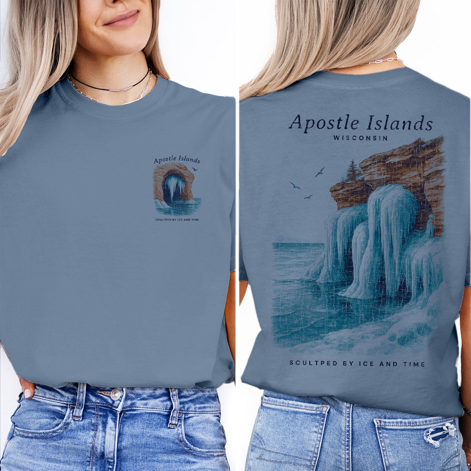 Apostle Islands Wisconsin T-Shirt Vintage Lake Superior Ice Caves Tee | Travel Souvenir Shirt | Scenic Nature Graphic