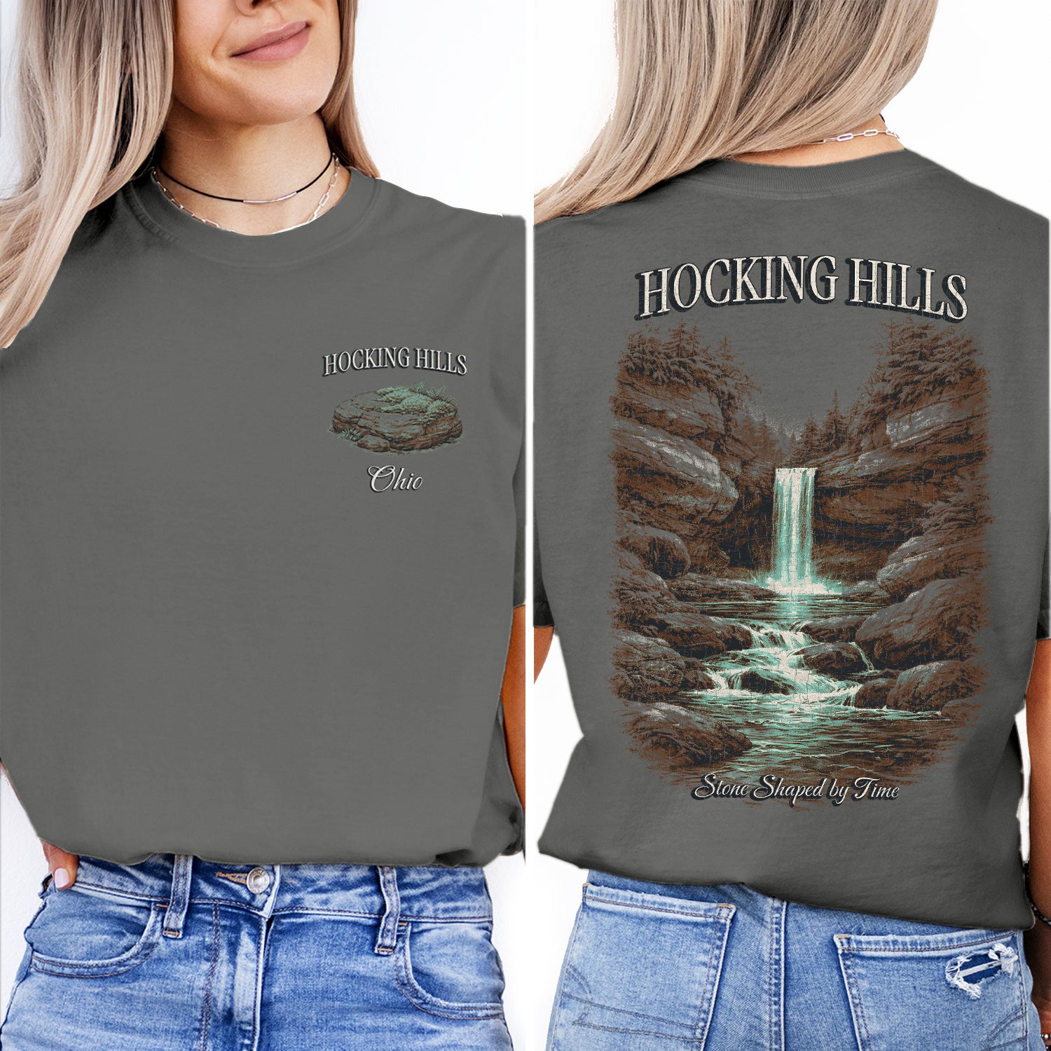 Hocking Hills Ohio Waterfall T-Shirt, Vintage Nature Hiking Tee, Hocking Hills State Park Shirt, Ohio Travel Souvenir