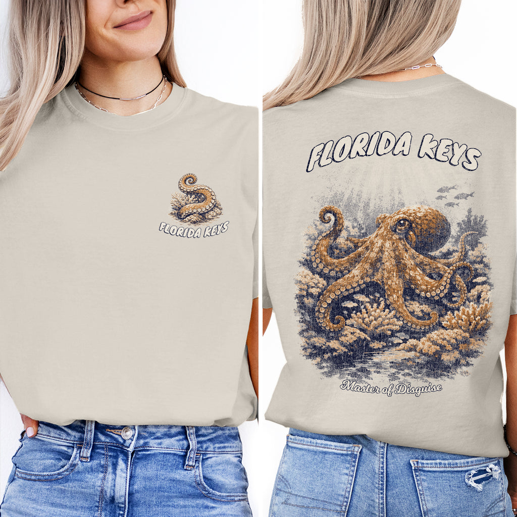 Florida Keys Octopus T-Shirt, Vintage Marine Life Tee, Coastal Ocean Graphic Shirt, Beach Vacation Souvenir Tee