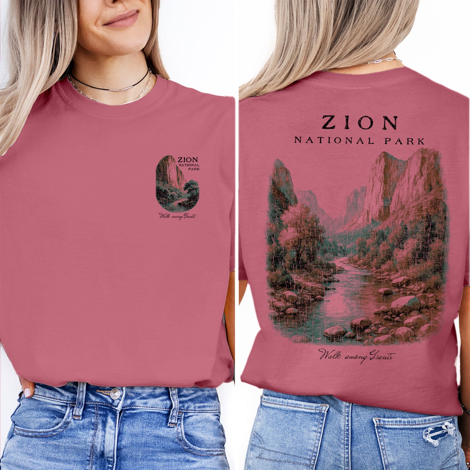 Zion National Park T-Shirt Vintage Utah Landscape Tee | Zion Canyon Travel Souvenir Shirt | Retro Nature Graphic Walk Among Giants