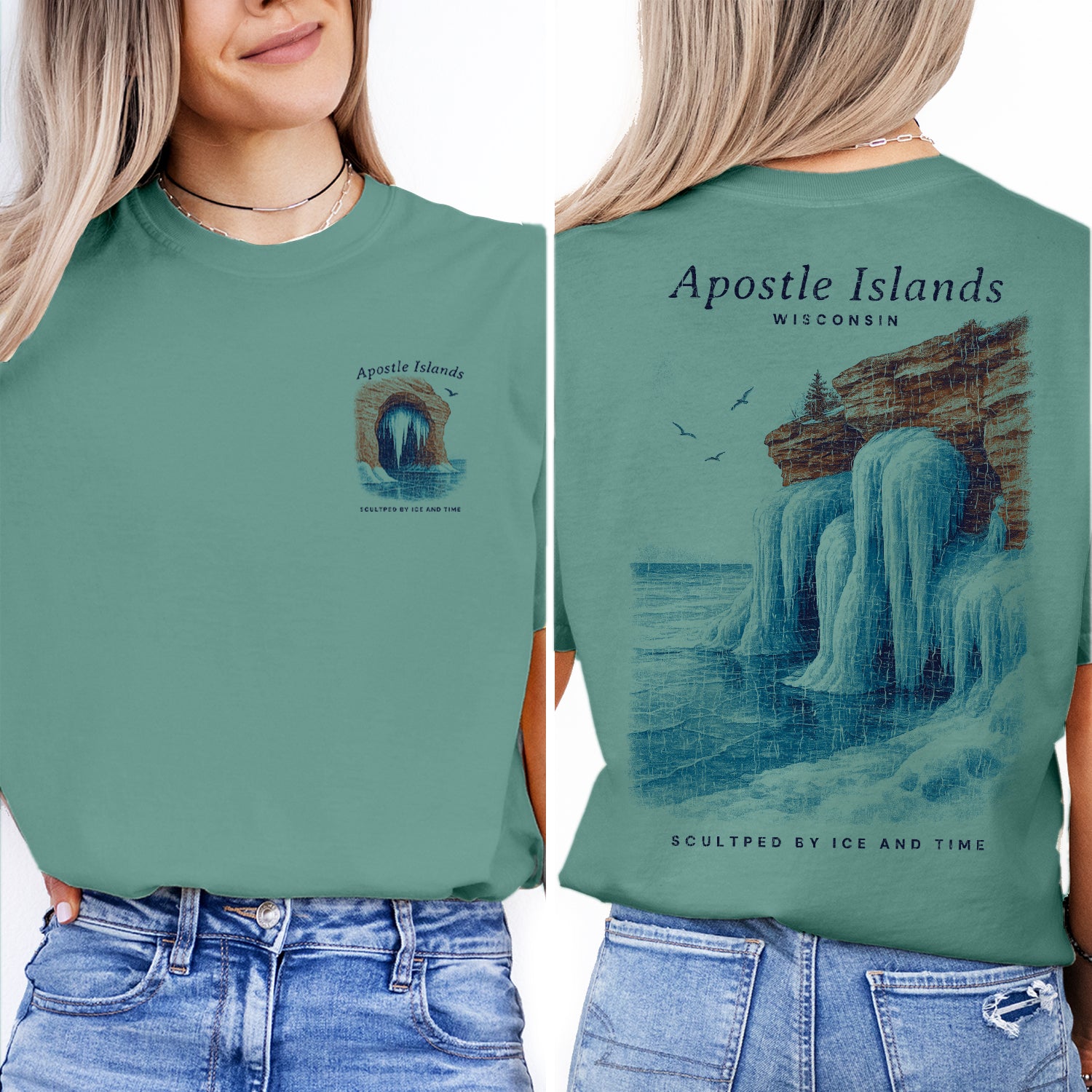 Apostle Islands Wisconsin T-Shirt Vintage Lake Superior Ice Caves Tee | Travel Souvenir Shirt | Scenic Nature Graphic