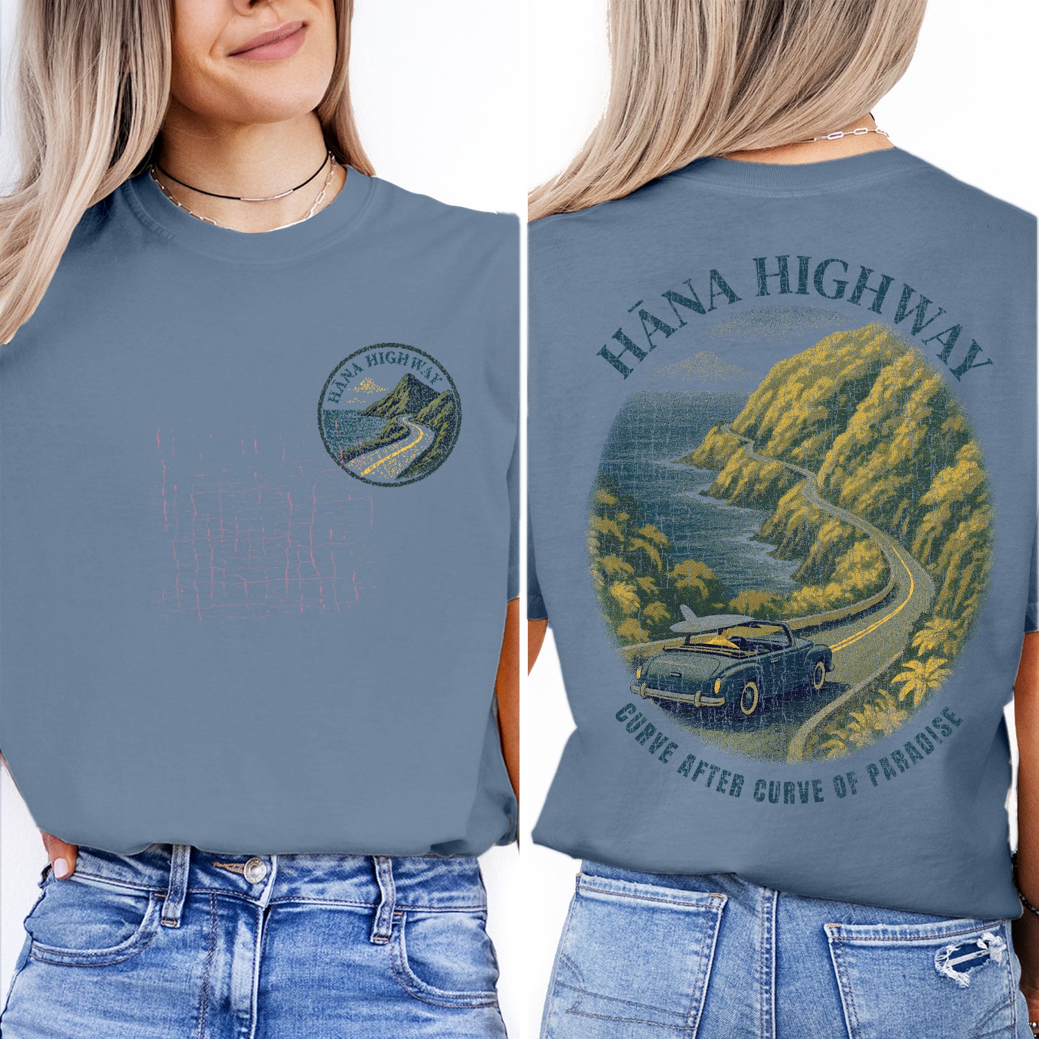 Hāna Highway Hawaii T-Shirt, Maui Souvenir Tee, Vintage Surf Car Graphic, Road Trip Beach Shirt, Paradise Travel Gift