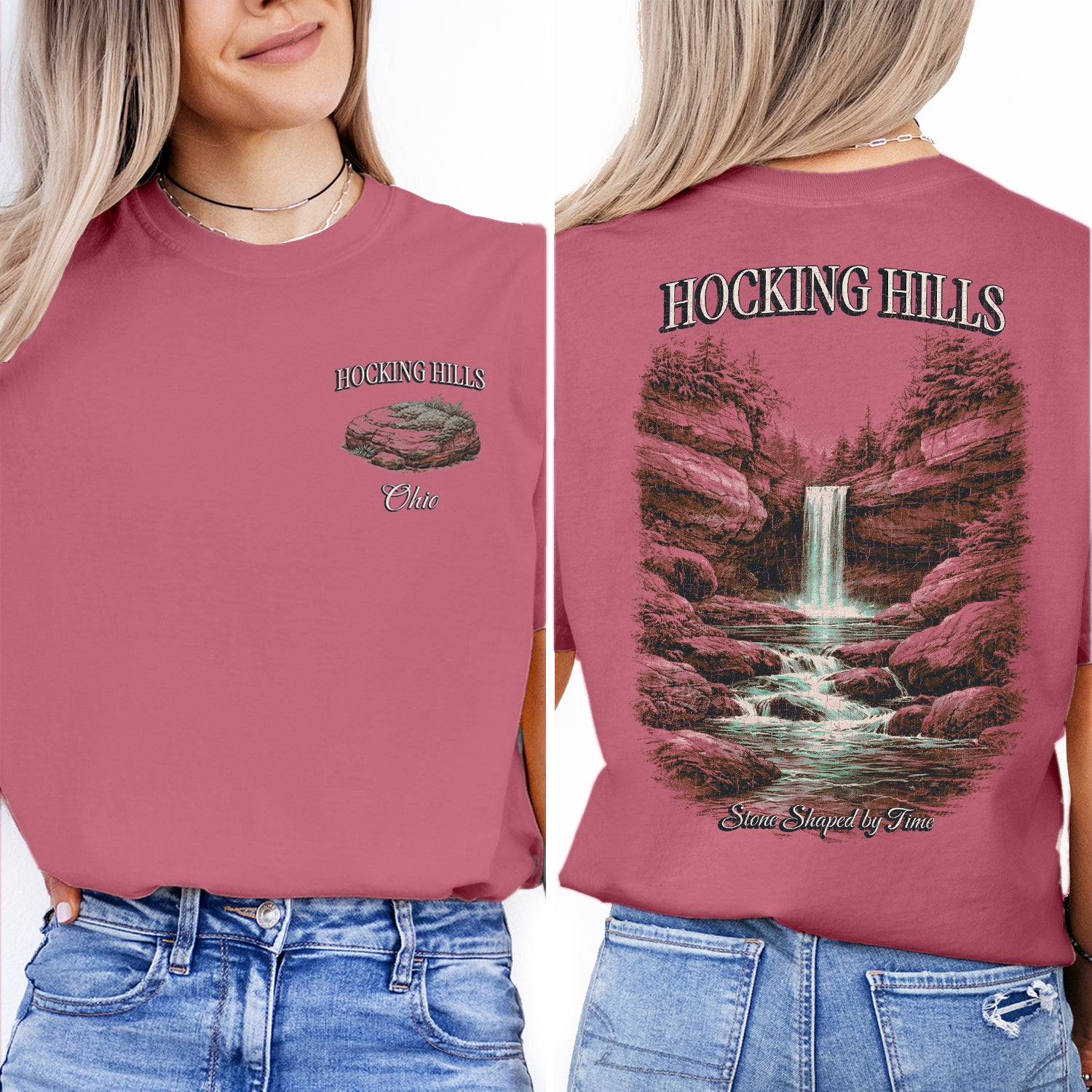Hocking Hills Ohio Waterfall T-Shirt, Vintage Nature Hiking Tee, Hocking Hills State Park Shirt, Ohio Travel Souvenir