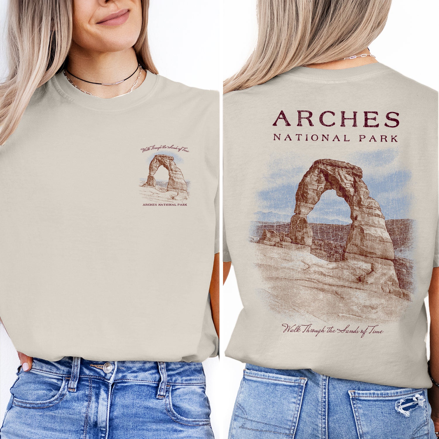 Arches National Park T-Shirt – Vintage Utah Travel Tee, Delicate Arch Design, Desert Souvenir Gift for Nature Lovers