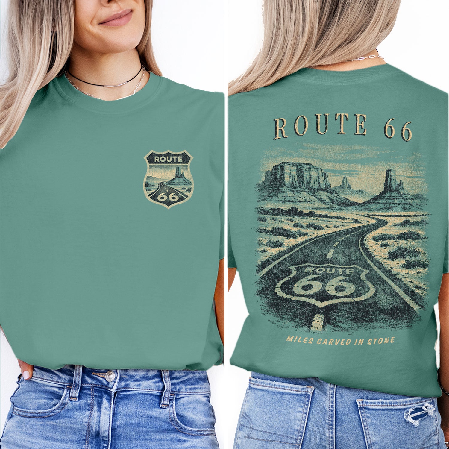 Route 66 Desert Landscape Shirt, Vintage Road Trip Tee, Americana Highway T-Shirt, Scenic Desert Graphic, Retro Travel Tee