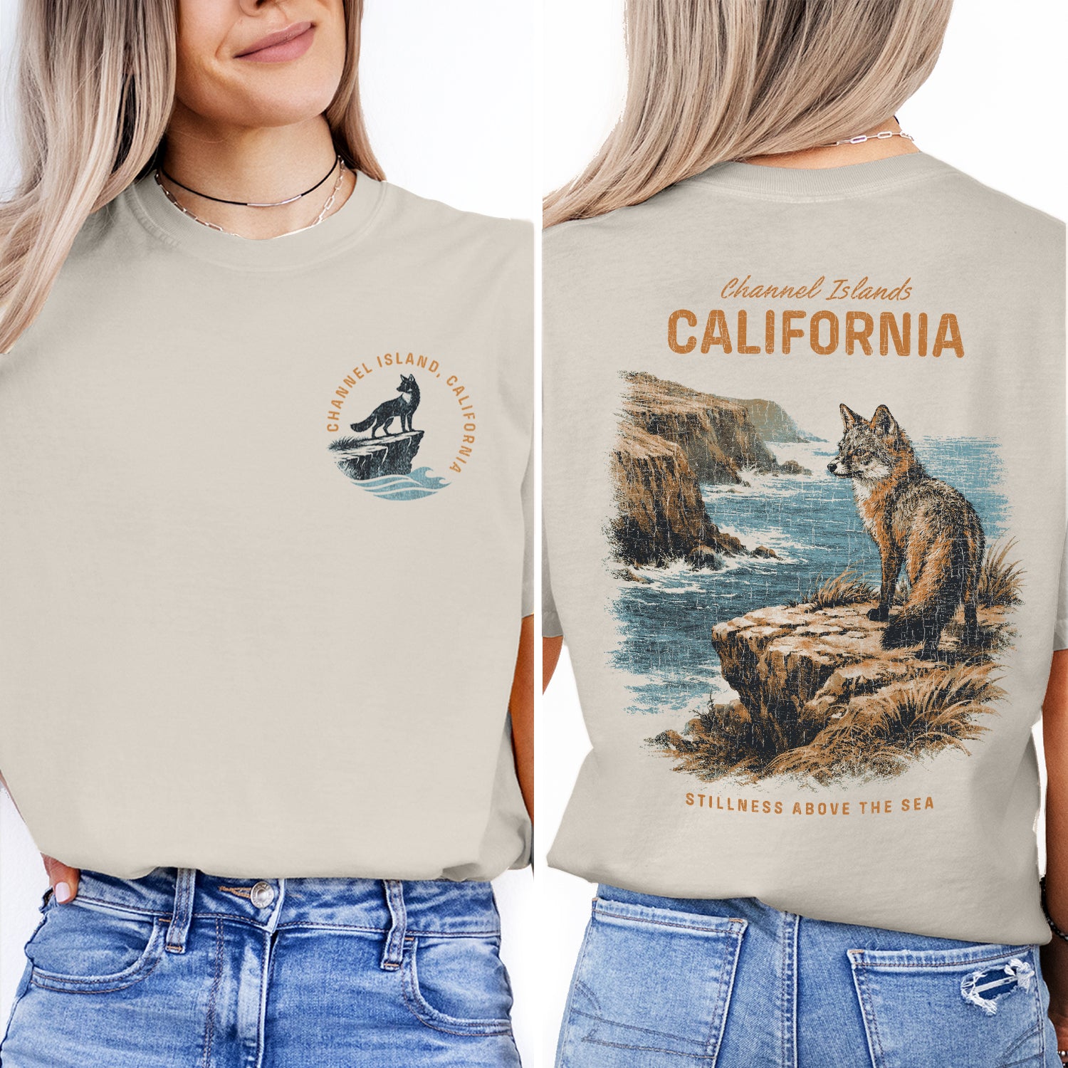 Channel Islands California Fox T-Shirt Vintage Coastal Graphic Tee, Wildlife Ocean Cliff Shirt, Retro Nature Beach Tee