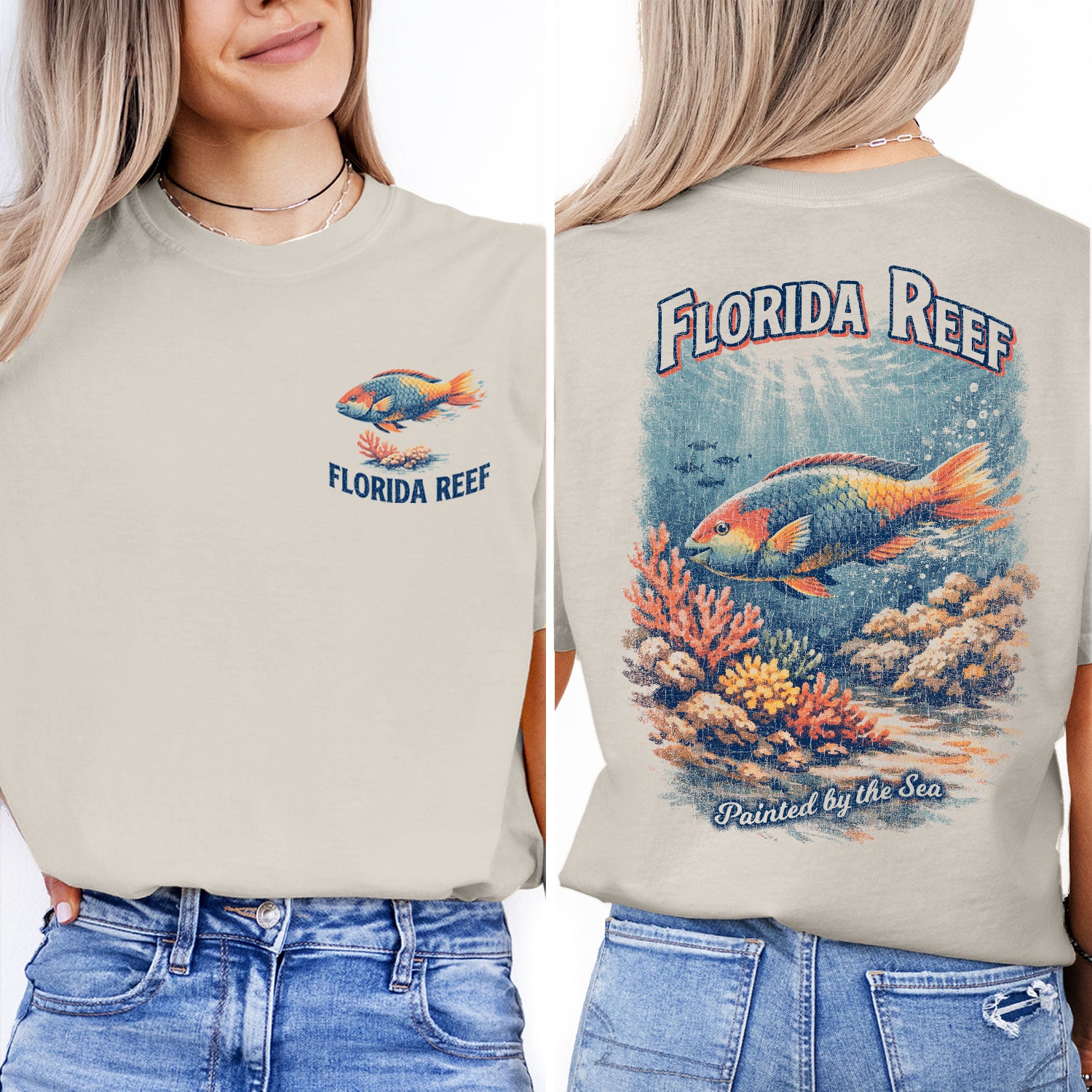 Florida Reef Fish Shirt, Coastal Beach Tee, Tropical Ocean Graphic T-Shirt, Vintage Marine Life Design, Florida Vacation Shirt