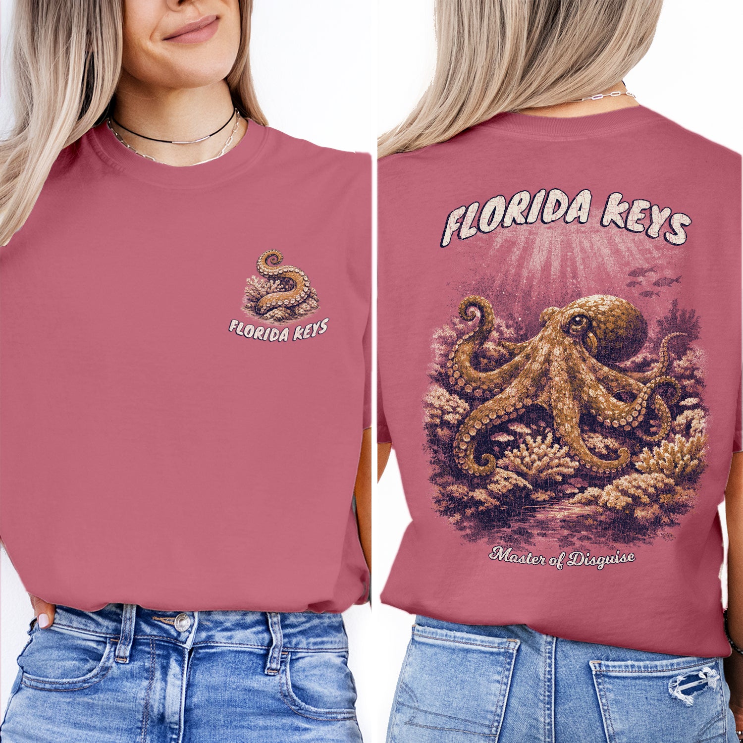 Florida Keys Octopus T-Shirt, Vintage Marine Life Tee, Coastal Ocean Graphic Shirt, Beach Vacation Souvenir Tee