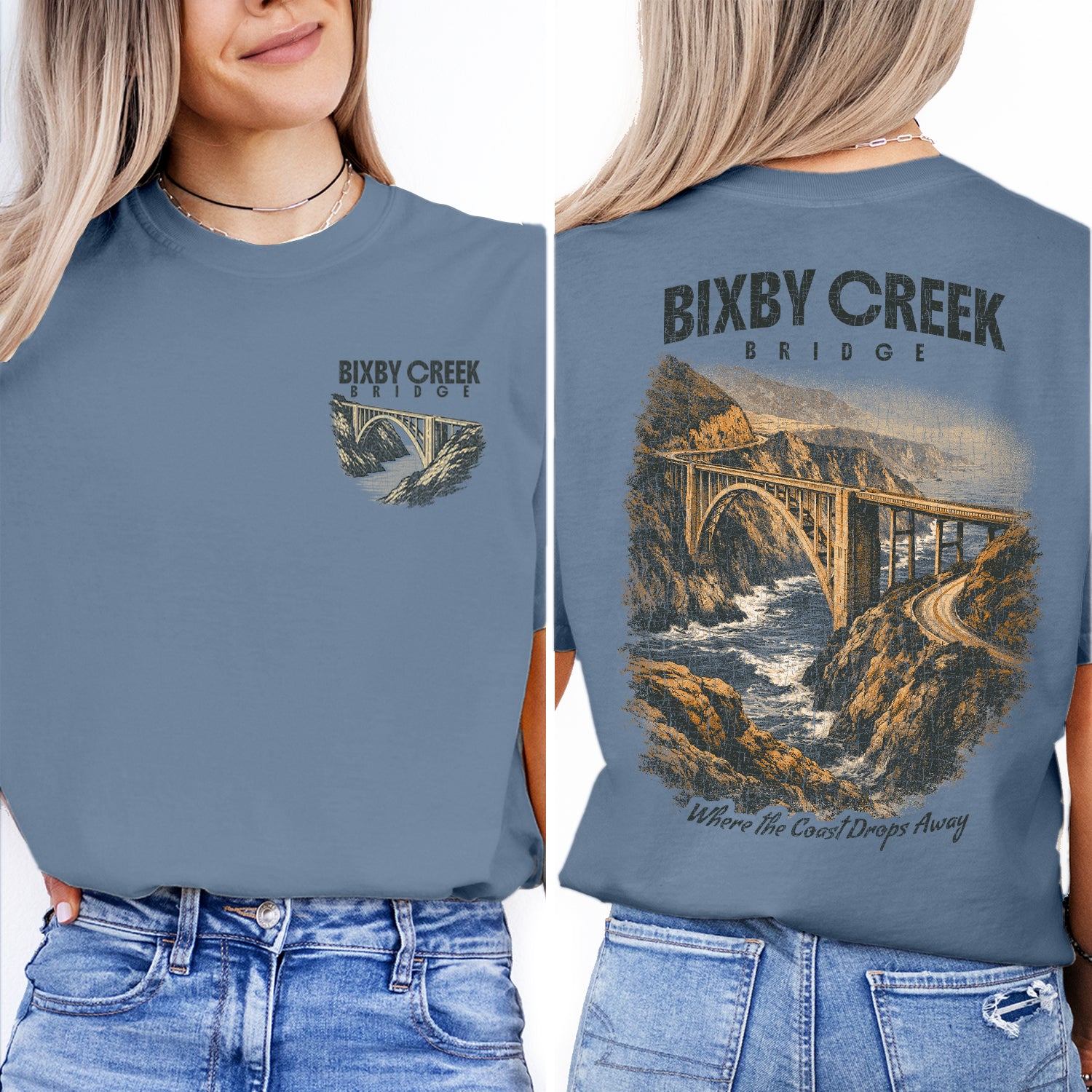 Bixby Creek Bridge Shirt, Big Sur California Tee, Coastal Landscape T-Shirt, Vintage Travel Graphic, Scenic Ocean Cliff Road Trip Tee
