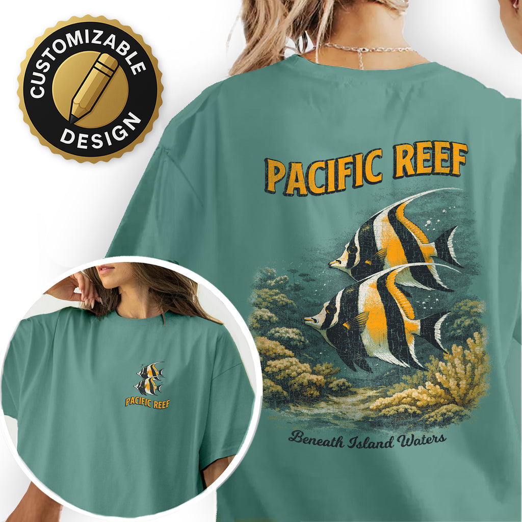 Pacific Reef Fish T-Shirt Vintage Ocean Graphic Tee Tropical Marine Life Shirt Coral Reef Beach Summer Gift
