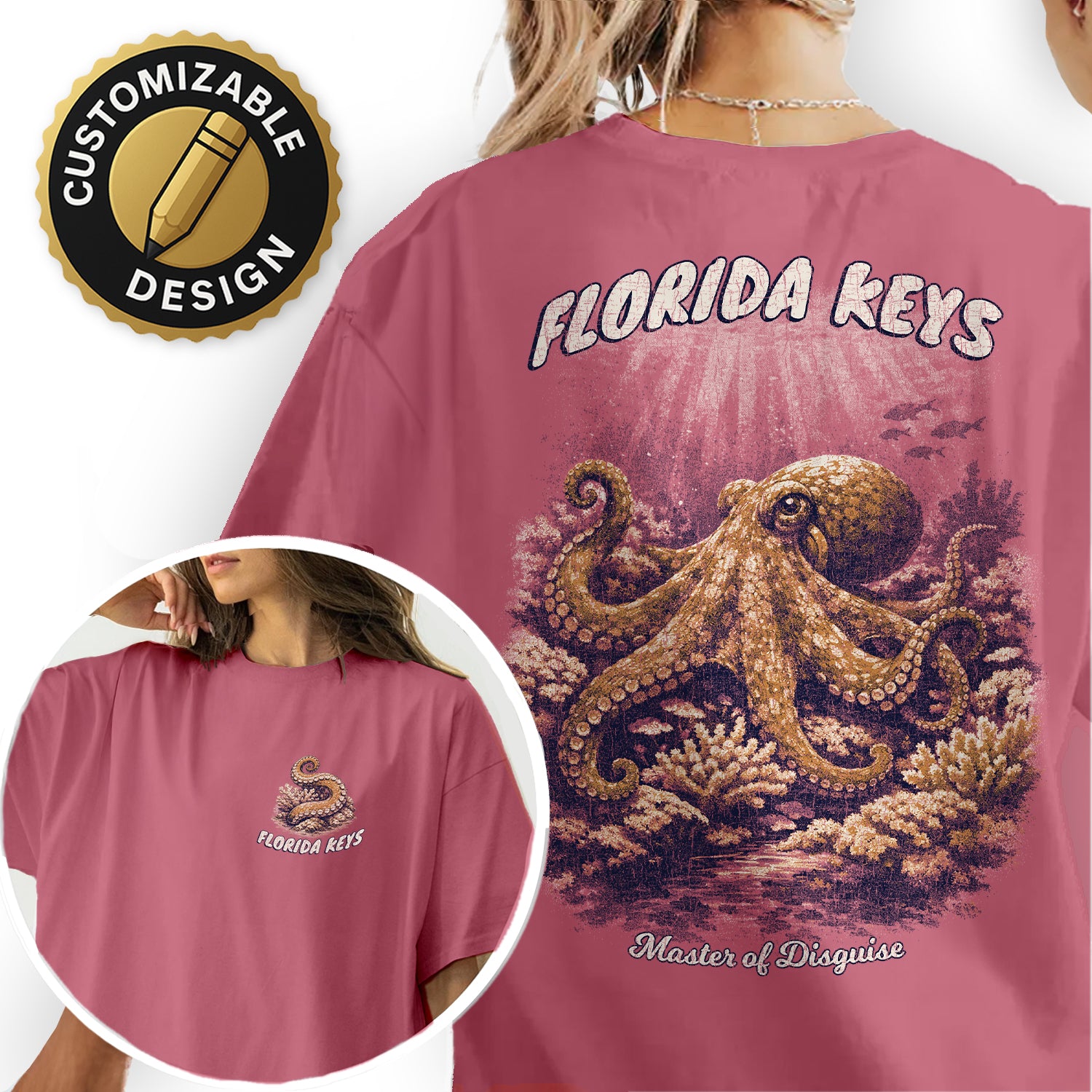 Florida Keys Octopus T-Shirt, Vintage Marine Life Tee, Coastal Ocean Graphic Shirt, Beach Vacation Souvenir Tee
