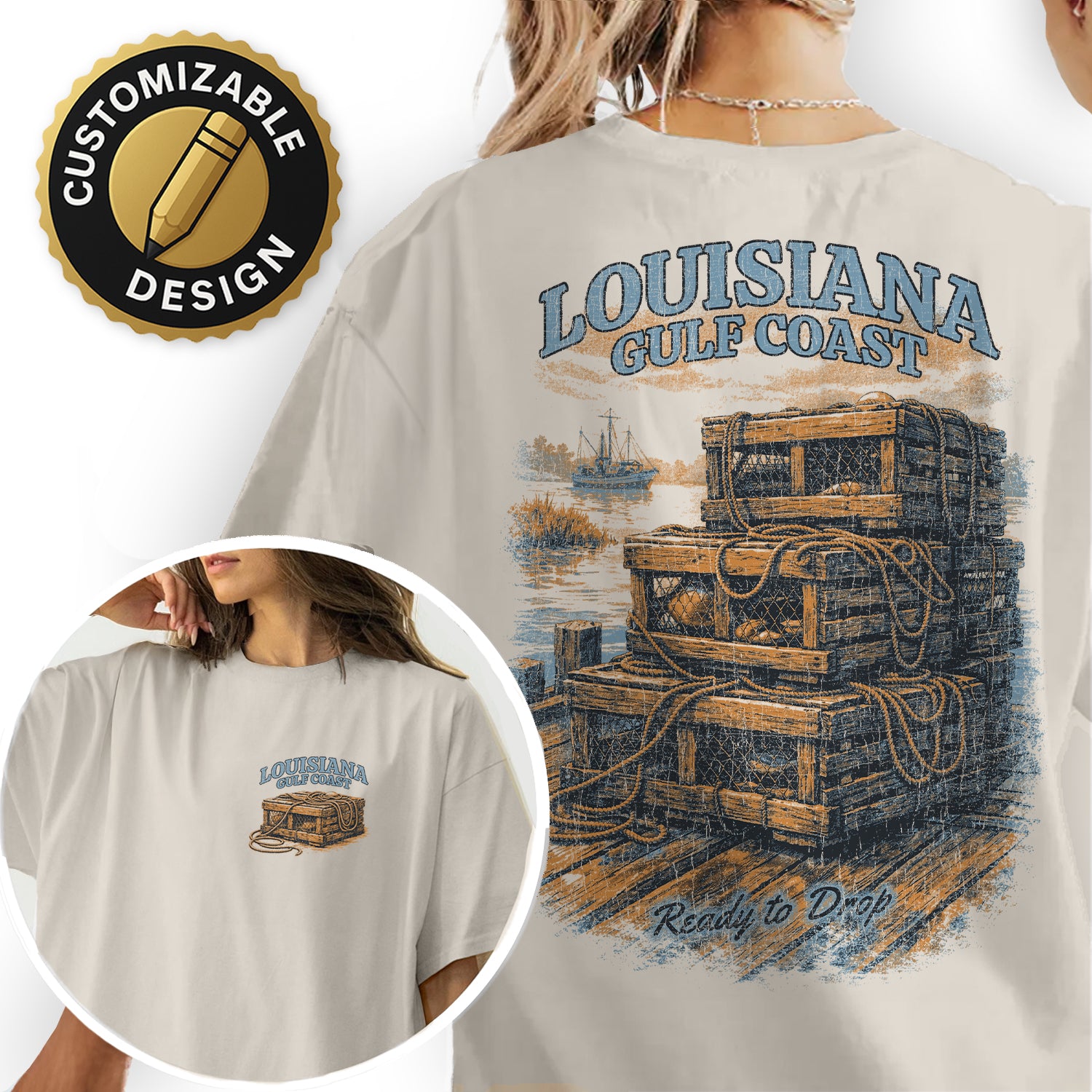 Louisiana Gulf Coast Shirt, Vintage Lobster Trap Tee, Coastal Fishing T-Shirt, Southern Bayou Graphic Tee Gift
