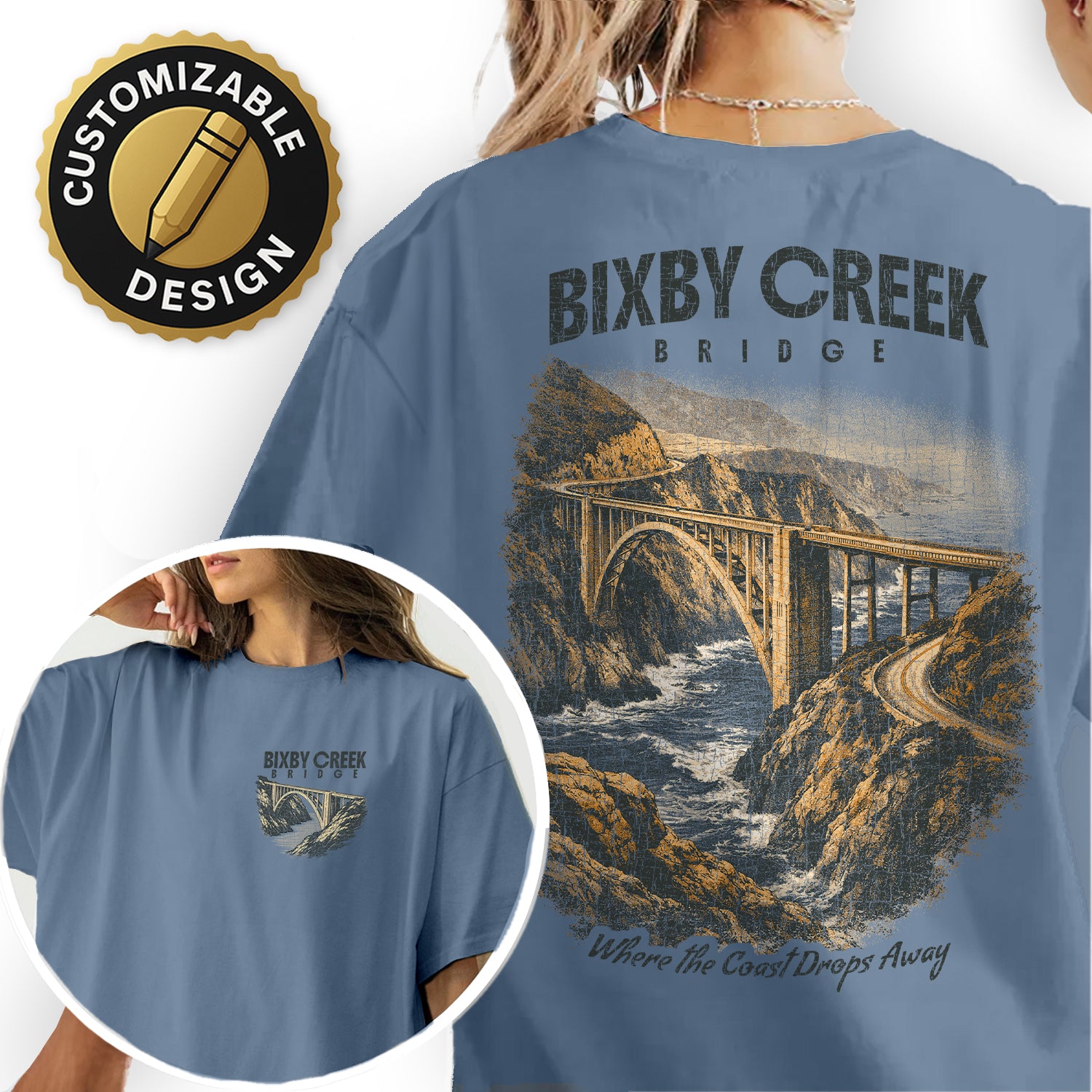 Bixby Creek Bridge Shirt, Big Sur California Tee, Coastal Landscape T-Shirt, Vintage Travel Graphic, Scenic Ocean Cliff Road Trip Tee