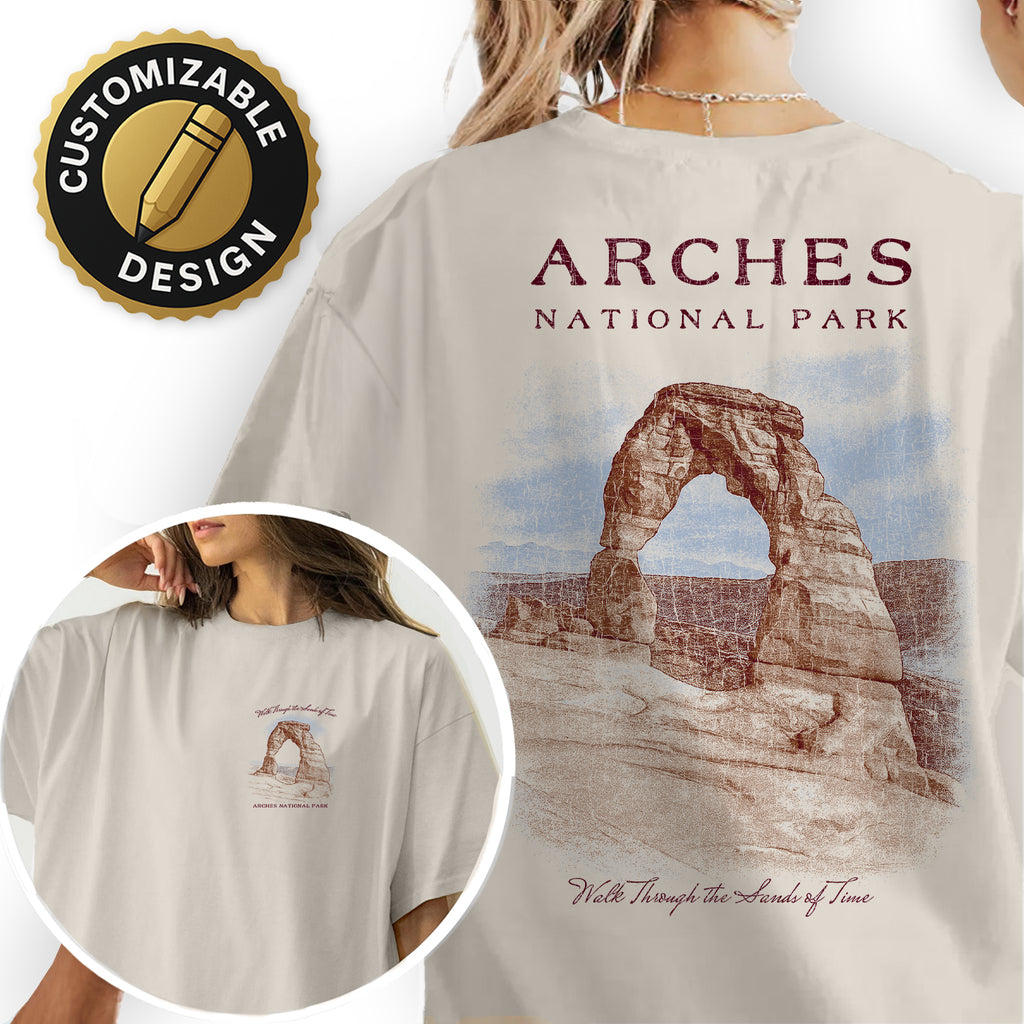Arches National Park T-Shirt – Vintage Utah Travel Tee, Delicate Arch Design, Desert Souvenir Gift for Nature Lovers