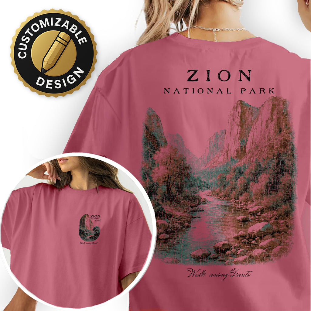 Zion National Park T-Shirt Vintage Utah Landscape Tee | Zion Canyon Travel Souvenir Shirt | Retro Nature Graphic Walk Among Giants