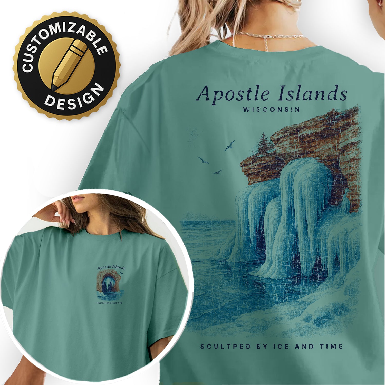 Apostle Islands Wisconsin T-Shirt Vintage Lake Superior Ice Caves Tee | Travel Souvenir Shirt | Scenic Nature Graphic