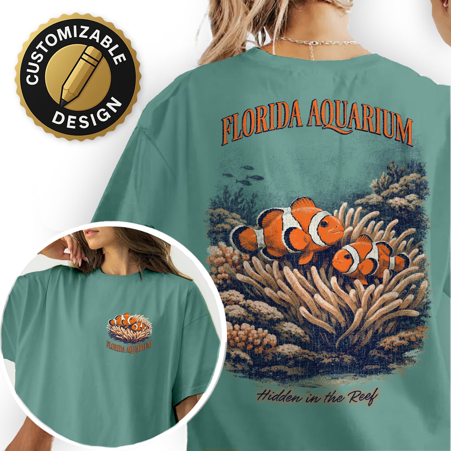 Florida Aquarium Clownfish T-Shirt, Coral Reef Vintage Tee, Beach Ocean Graphic Shirt, Marine Life Summer Travel Shirt