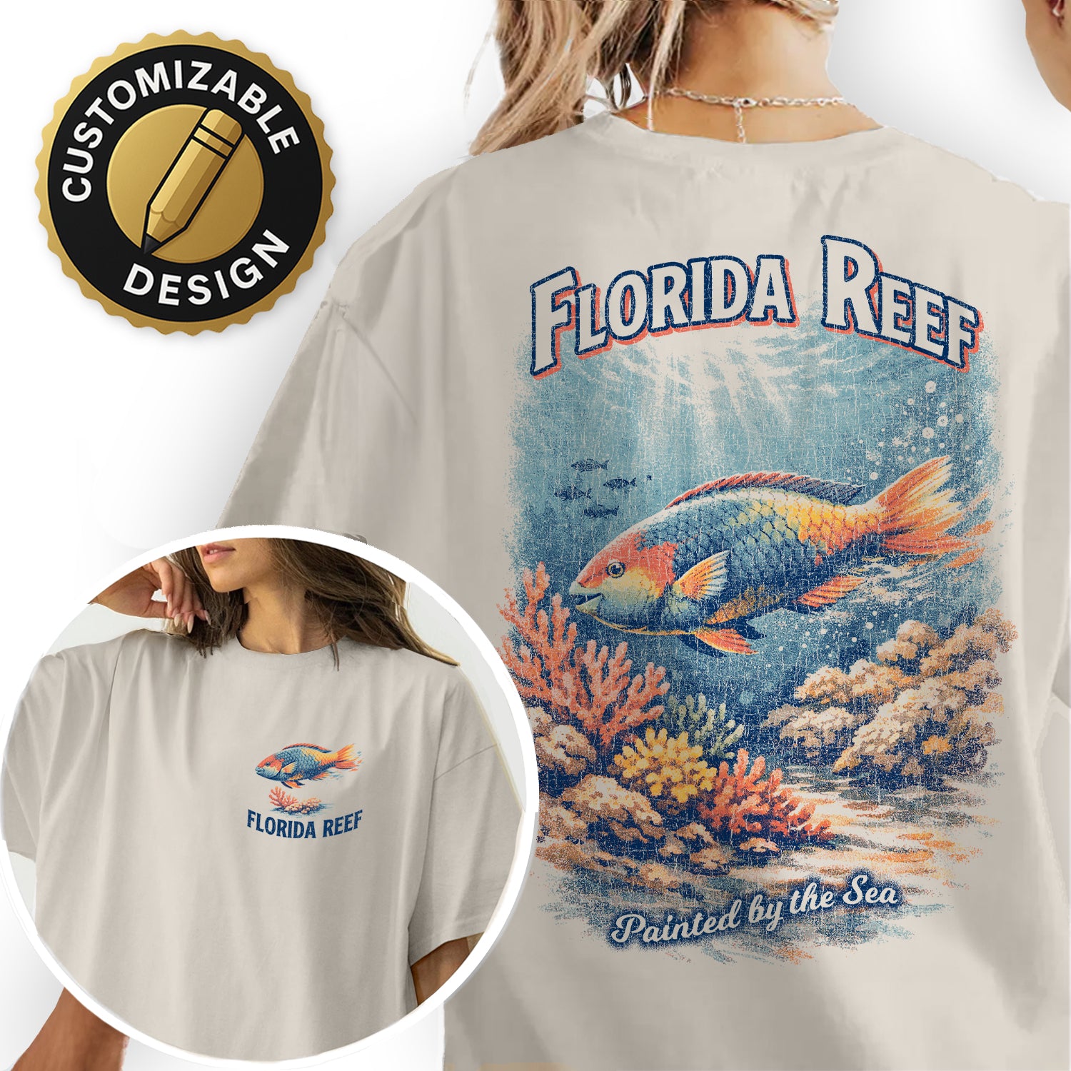 Florida Reef Fish Shirt, Coastal Beach Tee, Tropical Ocean Graphic T-Shirt, Vintage Marine Life Design, Florida Vacation Shirt