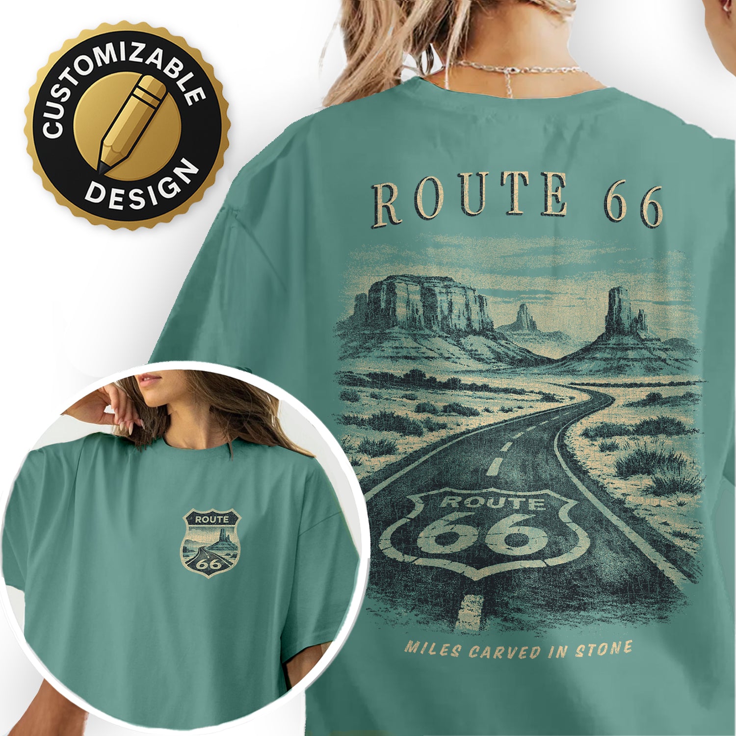 Route 66 Desert Landscape Shirt, Vintage Road Trip Tee, Americana Highway T-Shirt, Scenic Desert Graphic, Retro Travel Tee