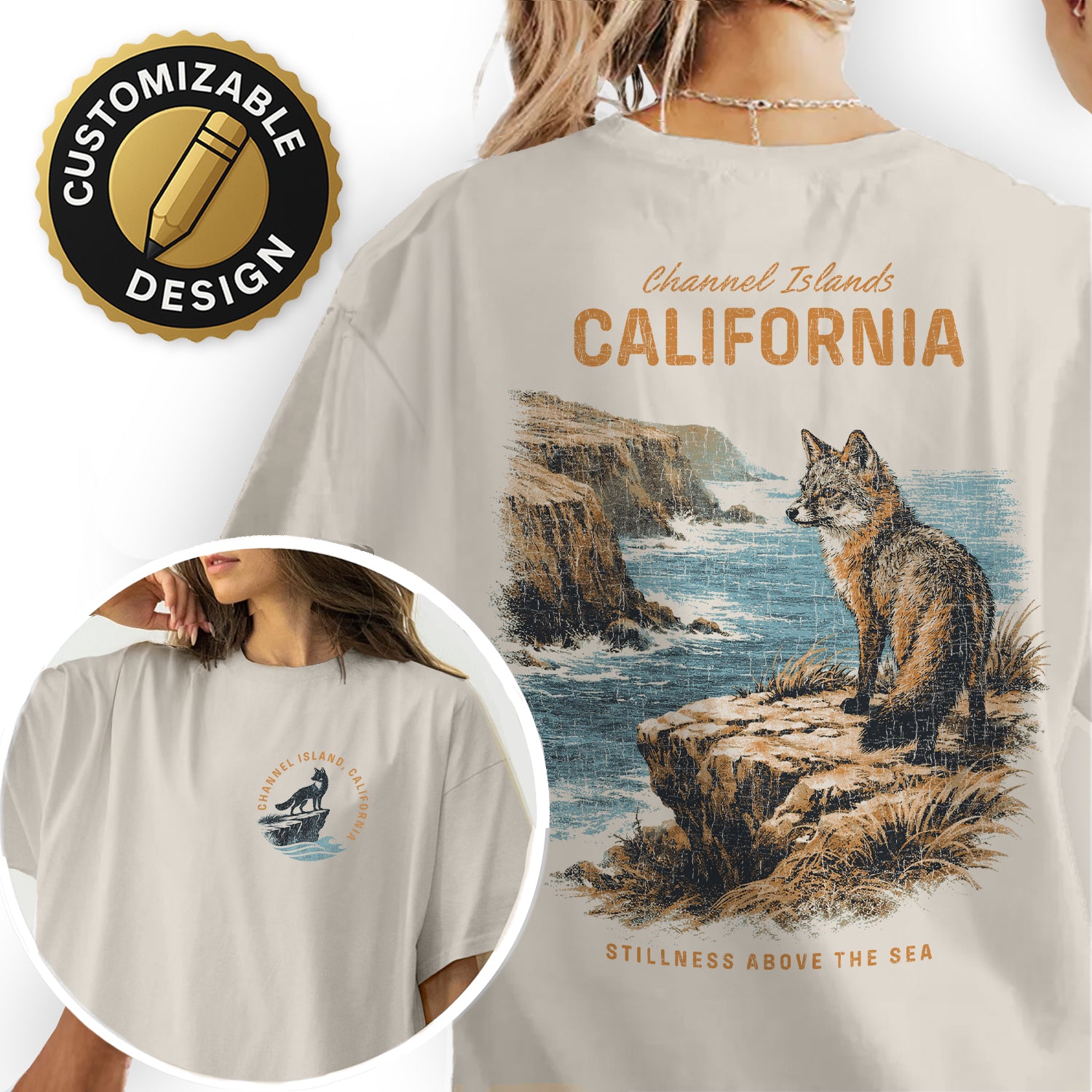 Channel Islands California Fox T-Shirt Vintage Coastal Graphic Tee, Wildlife Ocean Cliff Shirt, Retro Nature Beach Tee