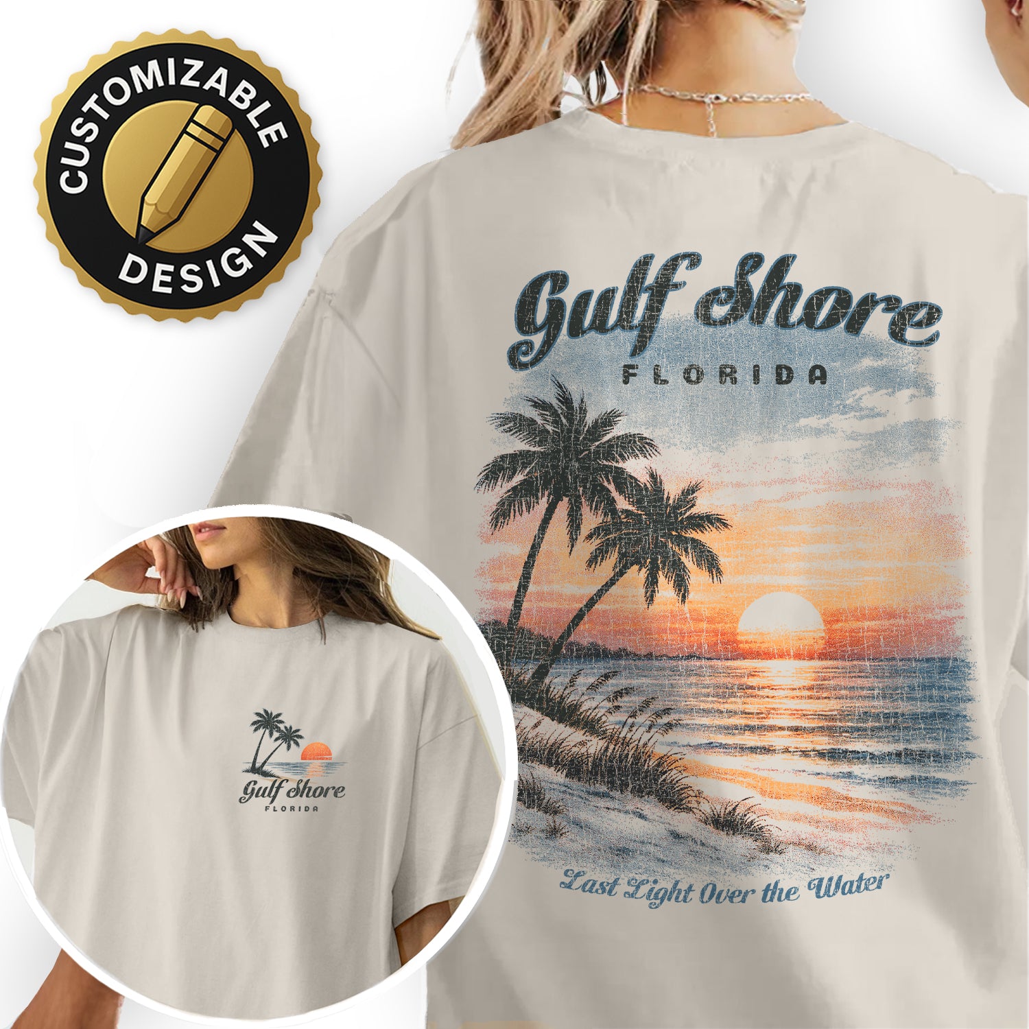 Gulf Shore Florida Sunset T-Shirt, Vintage Beach Palm Tree Tee, Coastal Ocean Graphic Shirt, Summer Vacation Tee