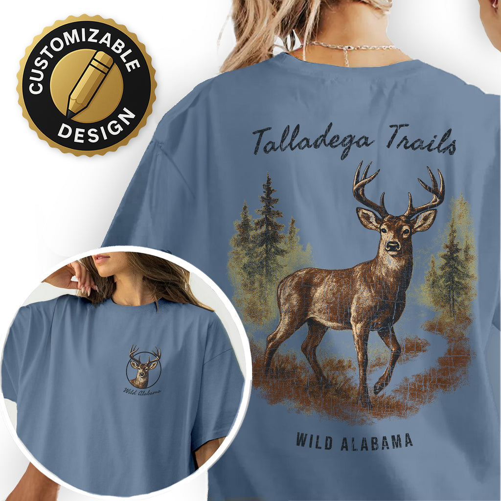 Talladega Trails T-Shirt, Wild Alabama Deer Tee, Rustic Wildlife Graphic Shirt, Hunting Souvenir Gift for Nature Lovers