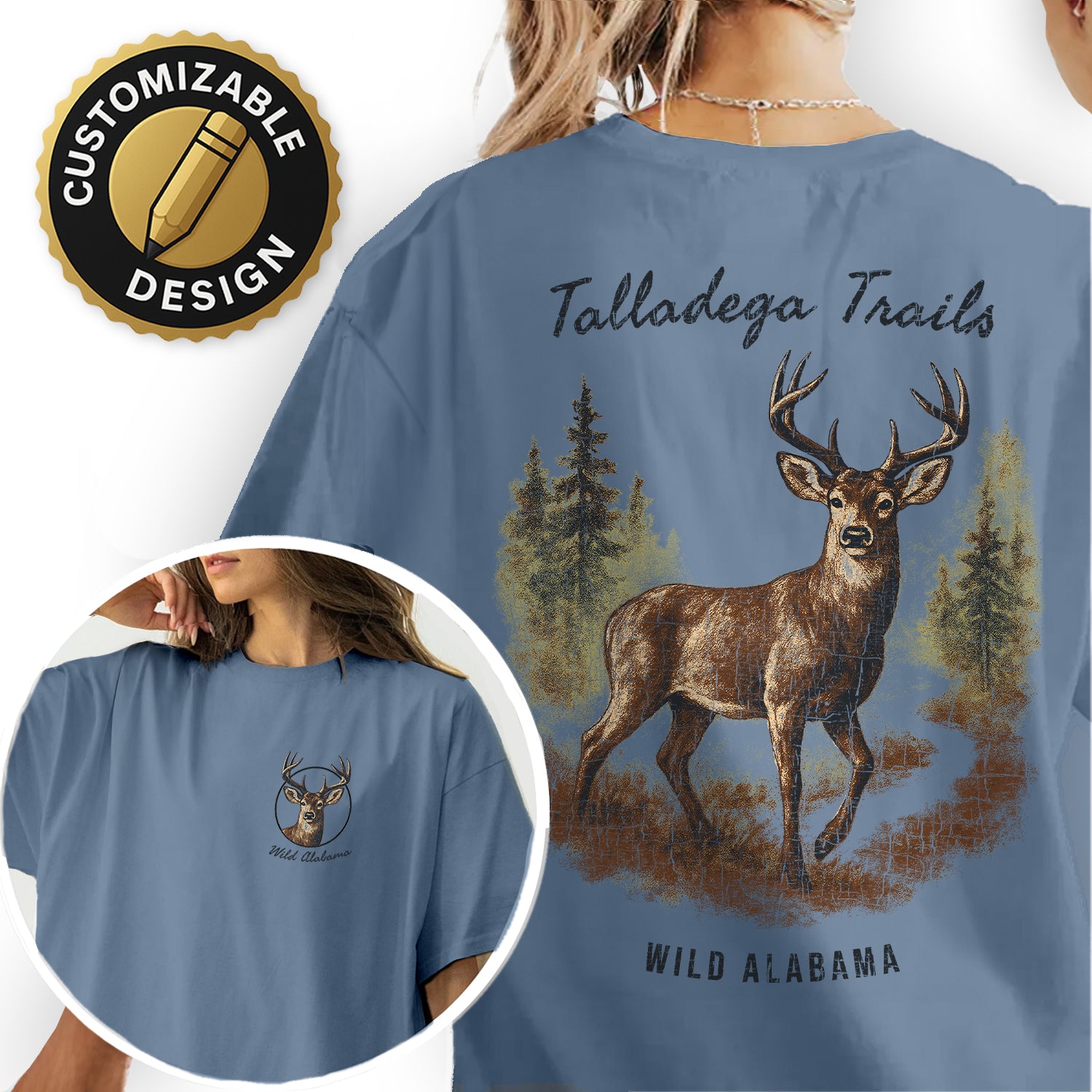 Talladega Trails T-Shirt, Wild Alabama Deer Tee, Rustic Wildlife Graphic Shirt, Hunting Souvenir Gift for Nature Lovers