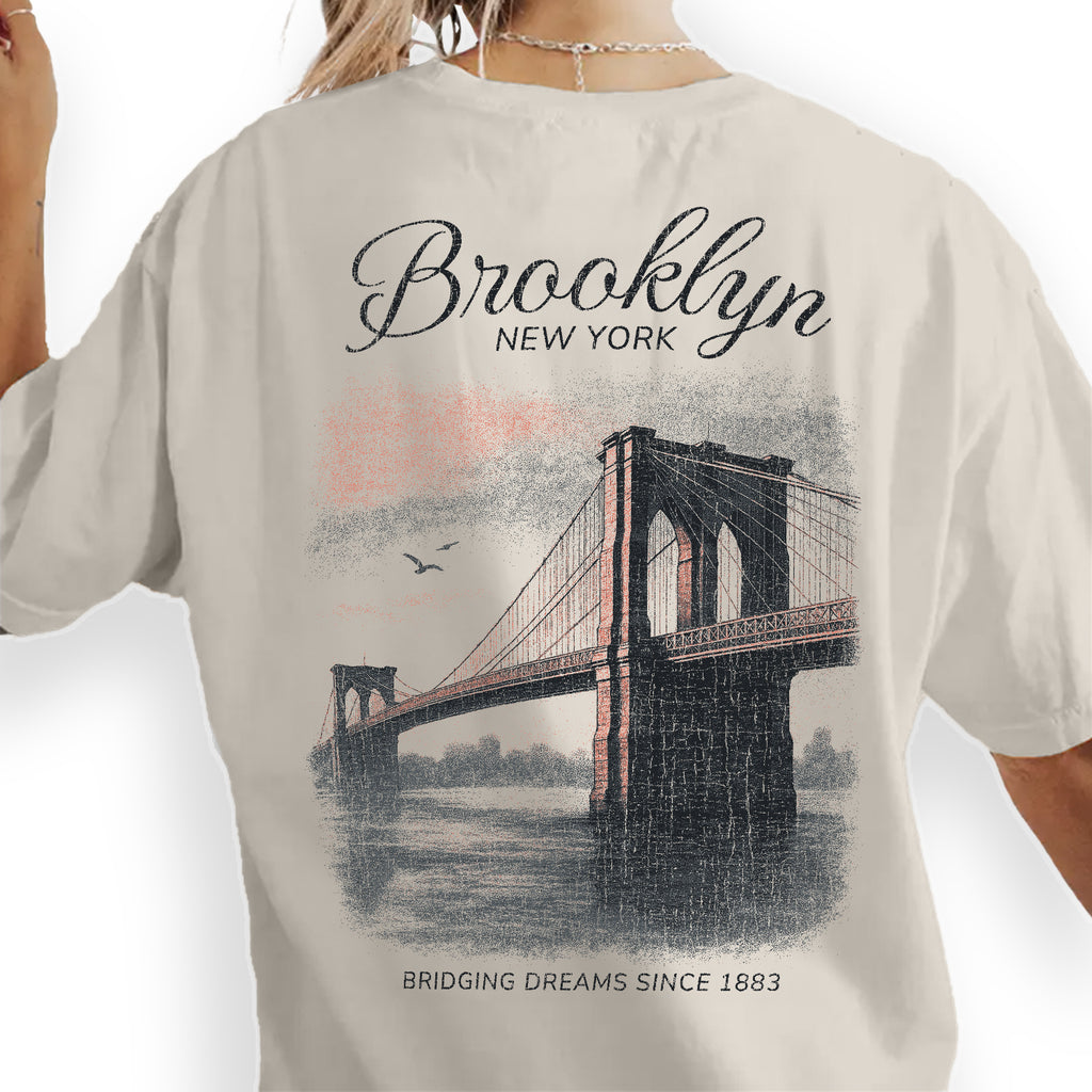 Brooklyn Bridge New York T-Shirt | Vintage City Tee | NYC Landmark Souvenir Shirt | Bridging Dreams Since 1883