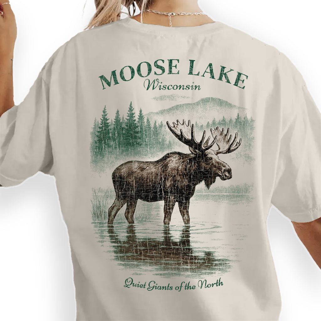 Moose Lake Wisconsin T-Shirt – Quiet Giants of the North Moose Tee, Wildlife Souvenir, Outdoor Adventure Gift Shirt