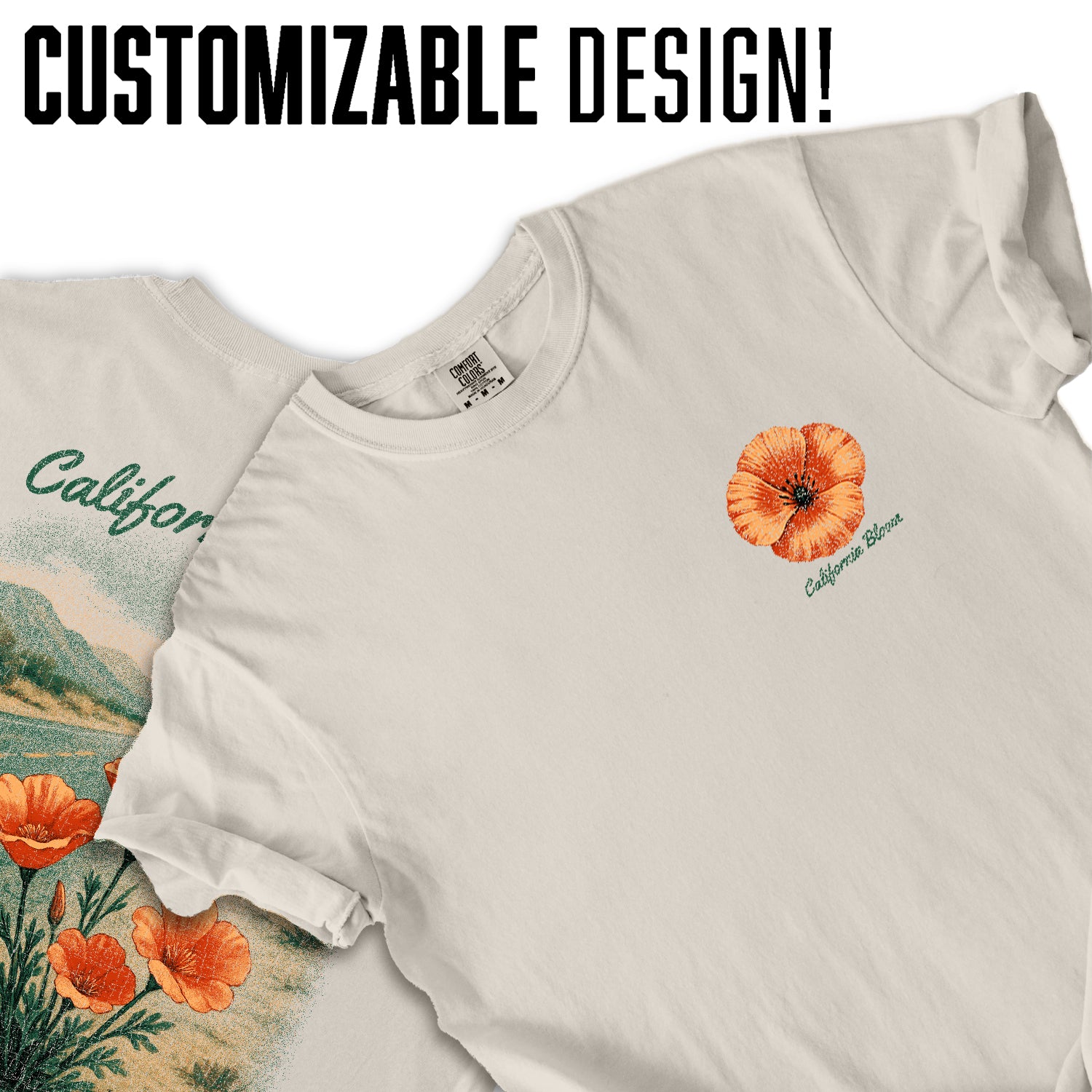California Bloom T-Shirt, Route 66 Poppy Tee, Golden State Flower Graphic Shirt, Vintage California Souvenir Gift