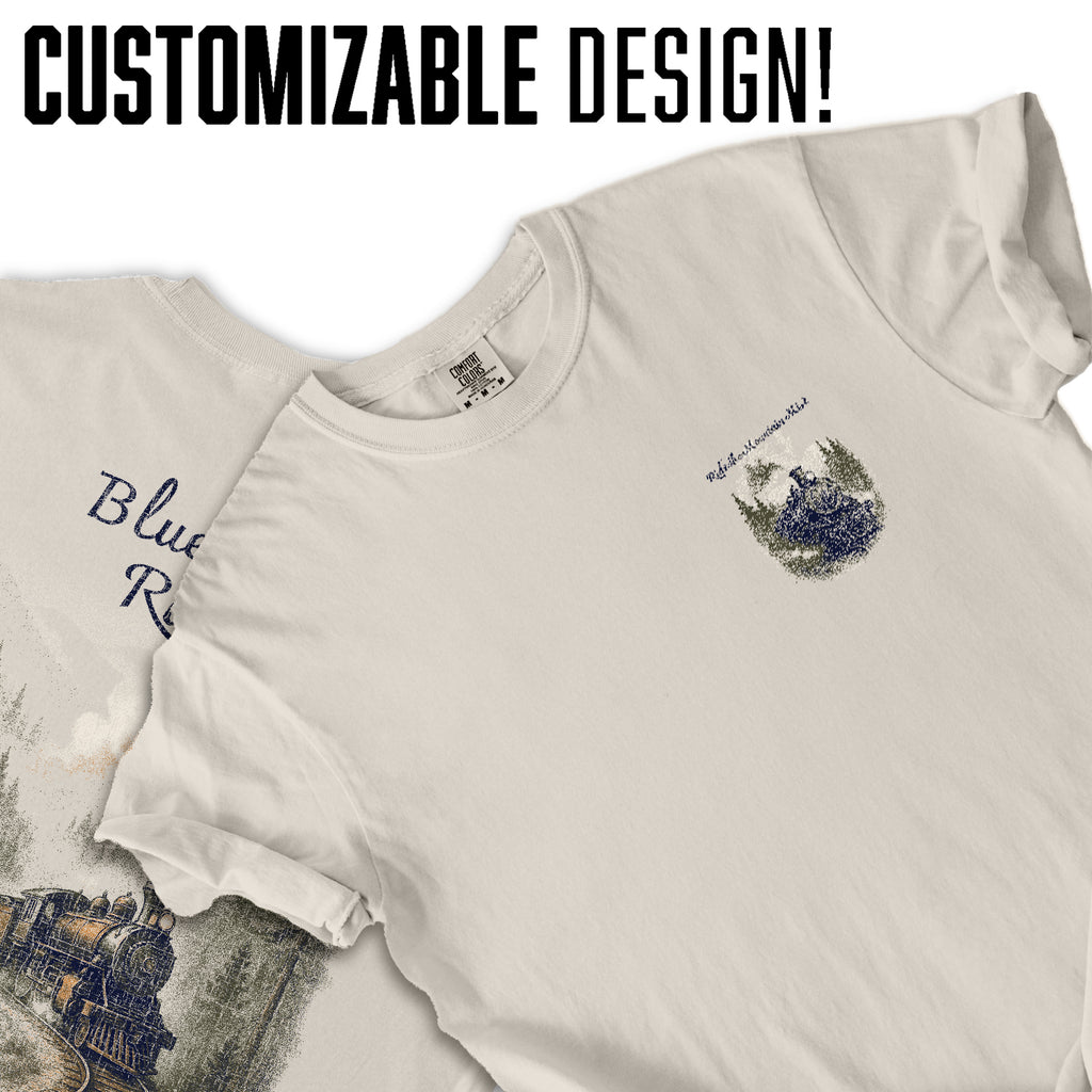 Blue Ridge Rails Train T-Shirt – Vintage Mountain Railway Tee, Retro Steam Engine Graphic, Appalachian Travel Souvenir Shirt