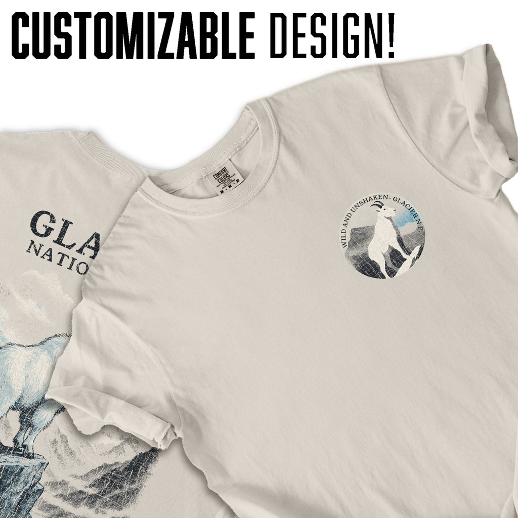 Glacier National Park Goat T-Shirt – Wild and Unshaken Mountain Tee, Nature Wildlife Souvenir Gift, Outdoor Adventure Shirt