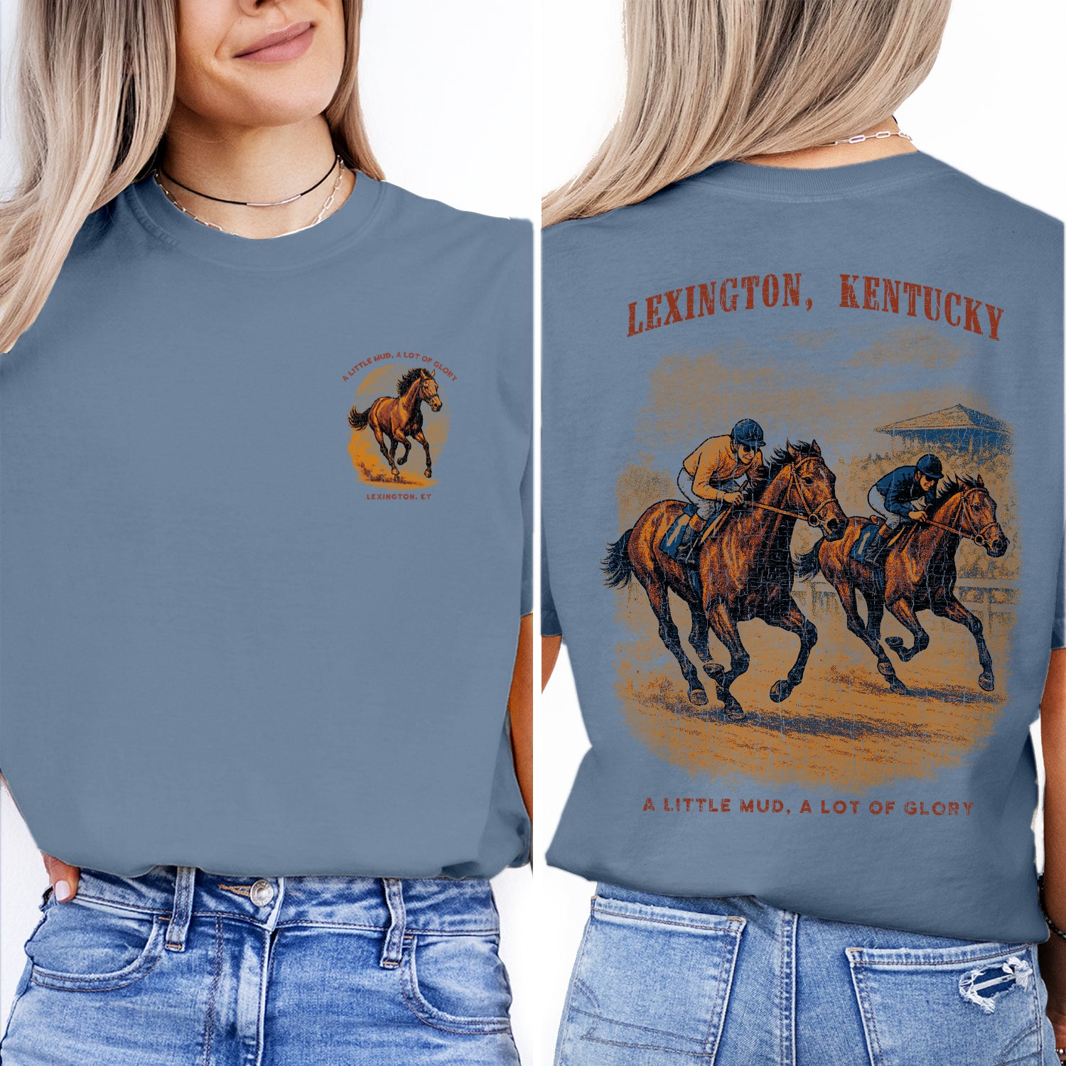 Lexington Kentucky Horse Racing T-Shirt | Vintage Derby Tee | A Little Mud A Lot of Glory | Southern Equestrian Shirt