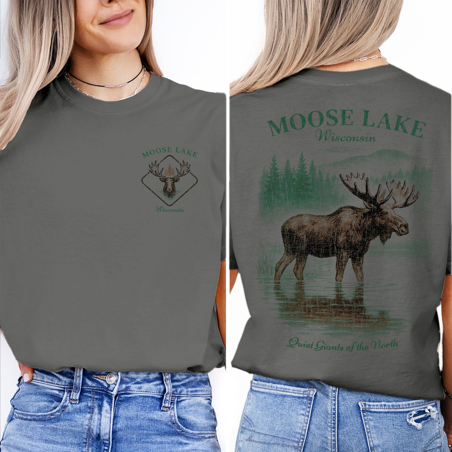 Moose Lake Wisconsin T-Shirt – Quiet Giants of the North Moose Tee, Wildlife Souvenir, Outdoor Adventure Gift Shirt