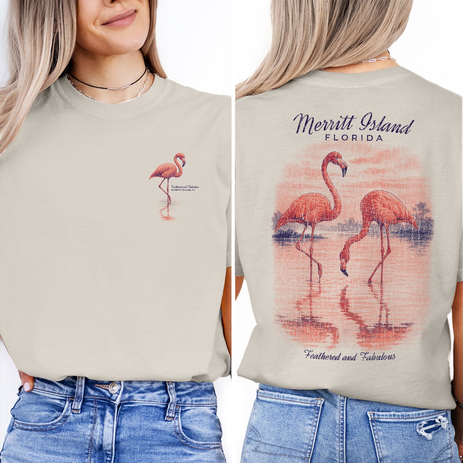Merritt Island Florida Flamingo T-Shirt – Feathered and Fabulous Beach Tee, Coastal Wildlife Souvenir Gift for Travelers