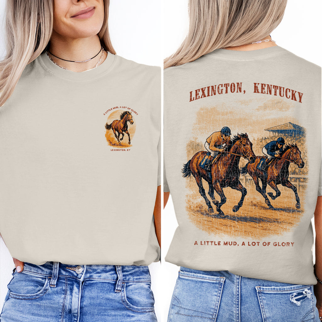 Lexington Kentucky Horse Racing T-Shirt | Vintage Derby Tee | A Little Mud A Lot of Glory | Southern Equestrian Shirt