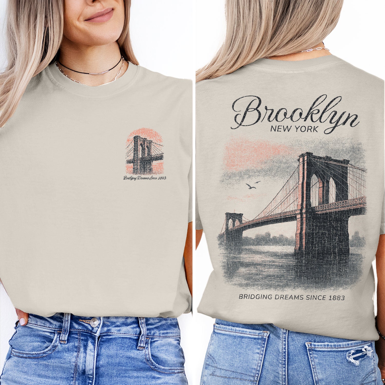 Brooklyn Bridge New York T-Shirt | Vintage City Tee | NYC Landmark Souvenir Shirt | Bridging Dreams Since 1883