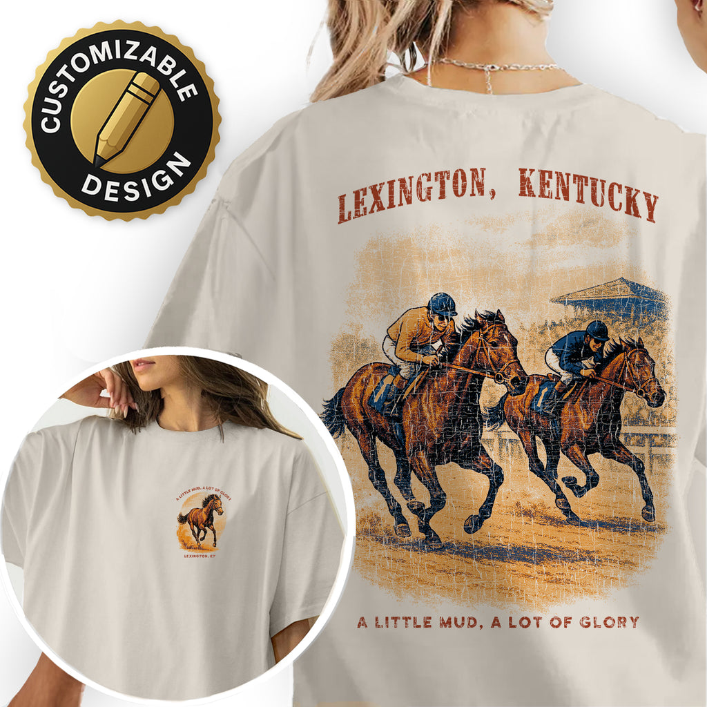 Lexington Kentucky Horse Racing T-Shirt | Vintage Derby Tee | A Little Mud A Lot of Glory | Southern Equestrian Shirt