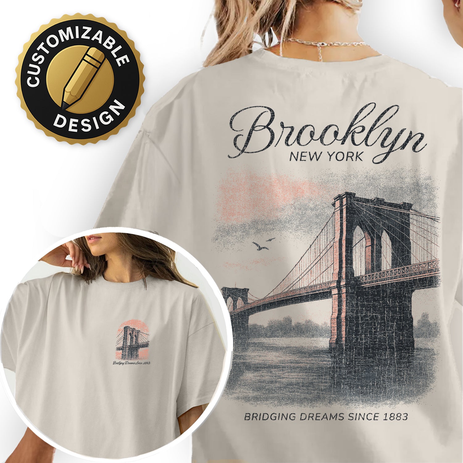 Brooklyn Bridge New York T-Shirt | Vintage City Tee | NYC Landmark Souvenir Shirt | Bridging Dreams Since 1883