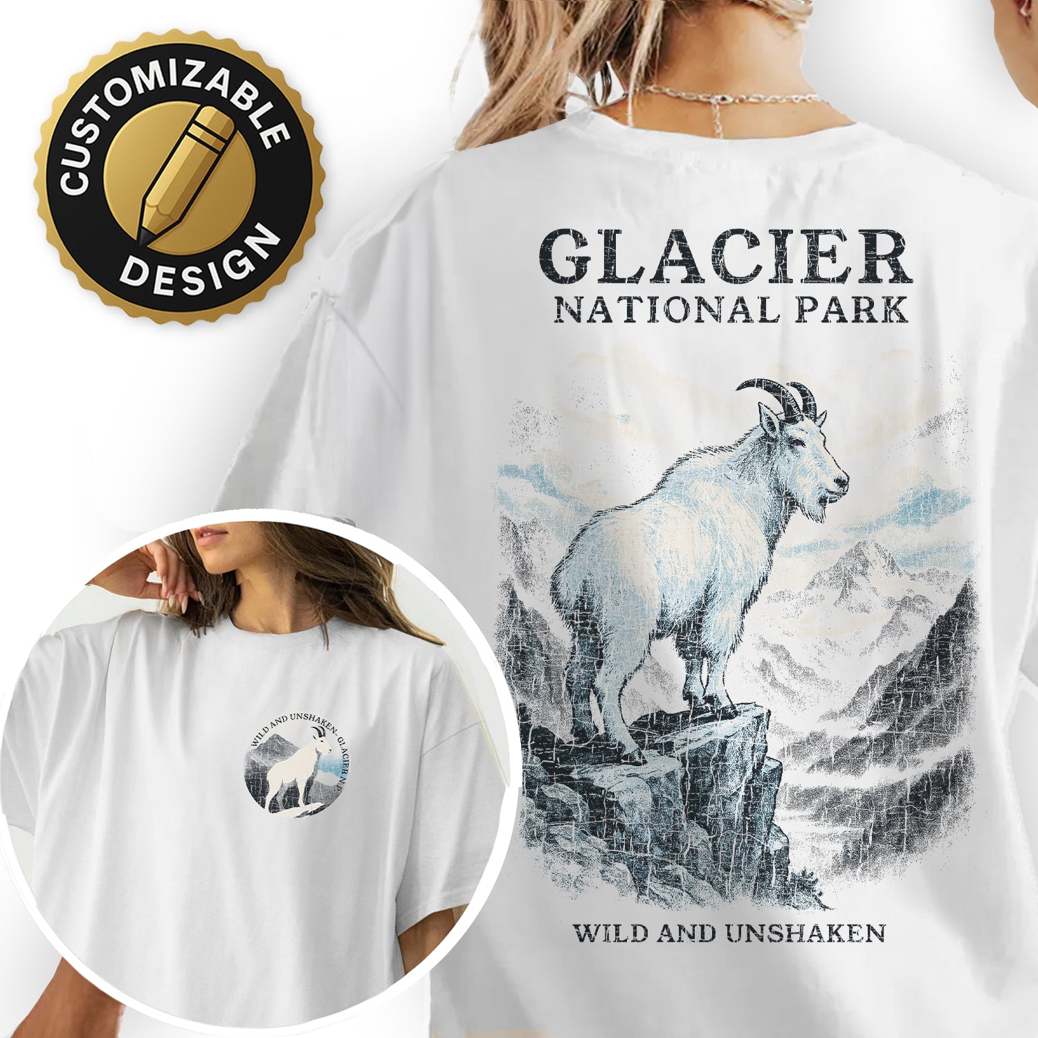 Glacier National Park Goat T-Shirt – Wild and Unshaken Mountain Tee, Nature Wildlife Souvenir Gift, Outdoor Adventure Shirt