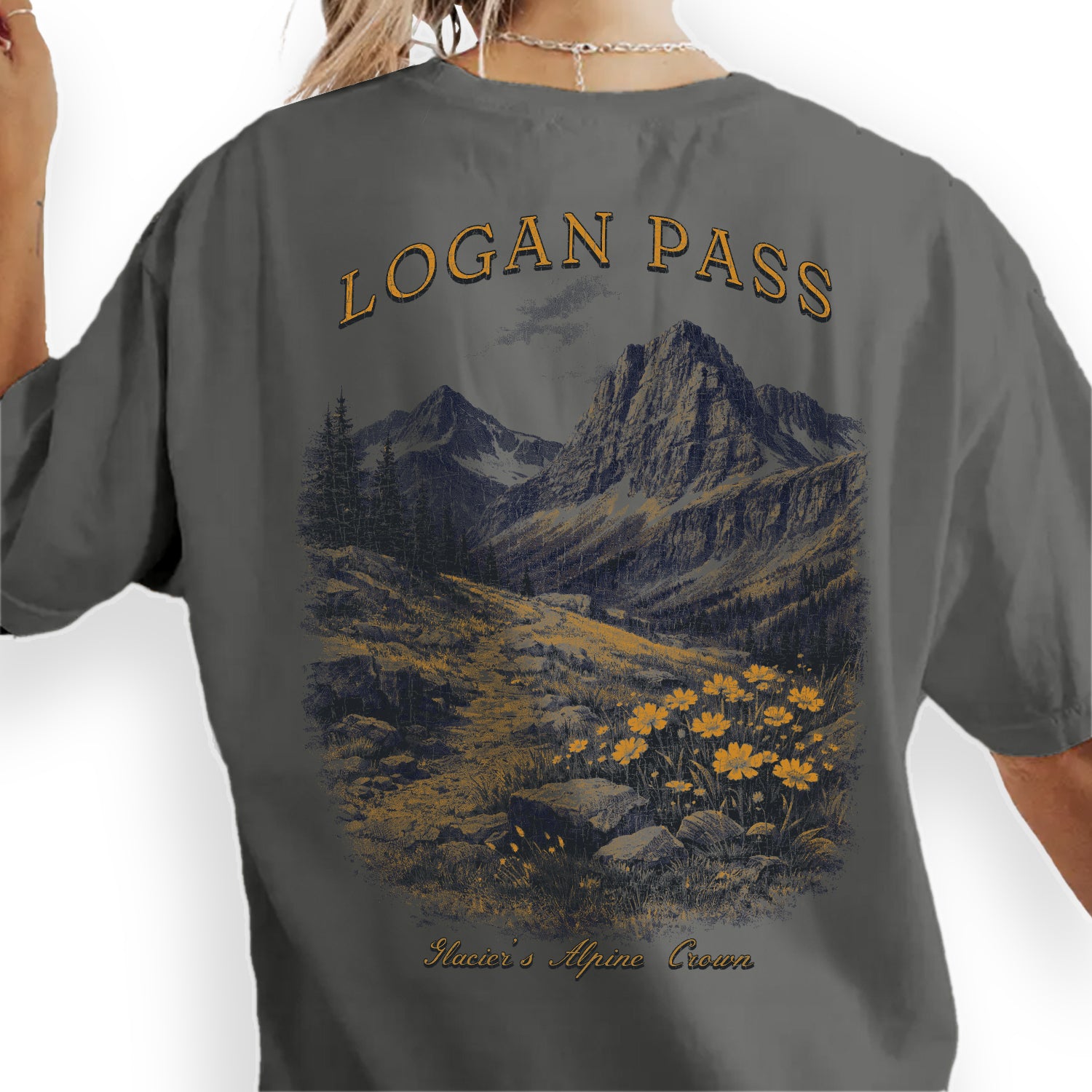 Logan Pass Glacier National Park T-Shirt, Montana Mountain Hiking Tee, Alpine Wildflower Shirt, Scenic Park Travel Tee
