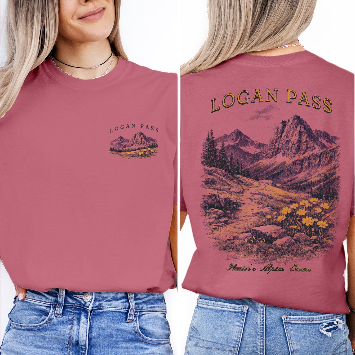 Logan Pass Glacier National Park T-Shirt, Montana Mountain Hiking Tee, Alpine Wildflower Shirt, Scenic Park Travel Tee
